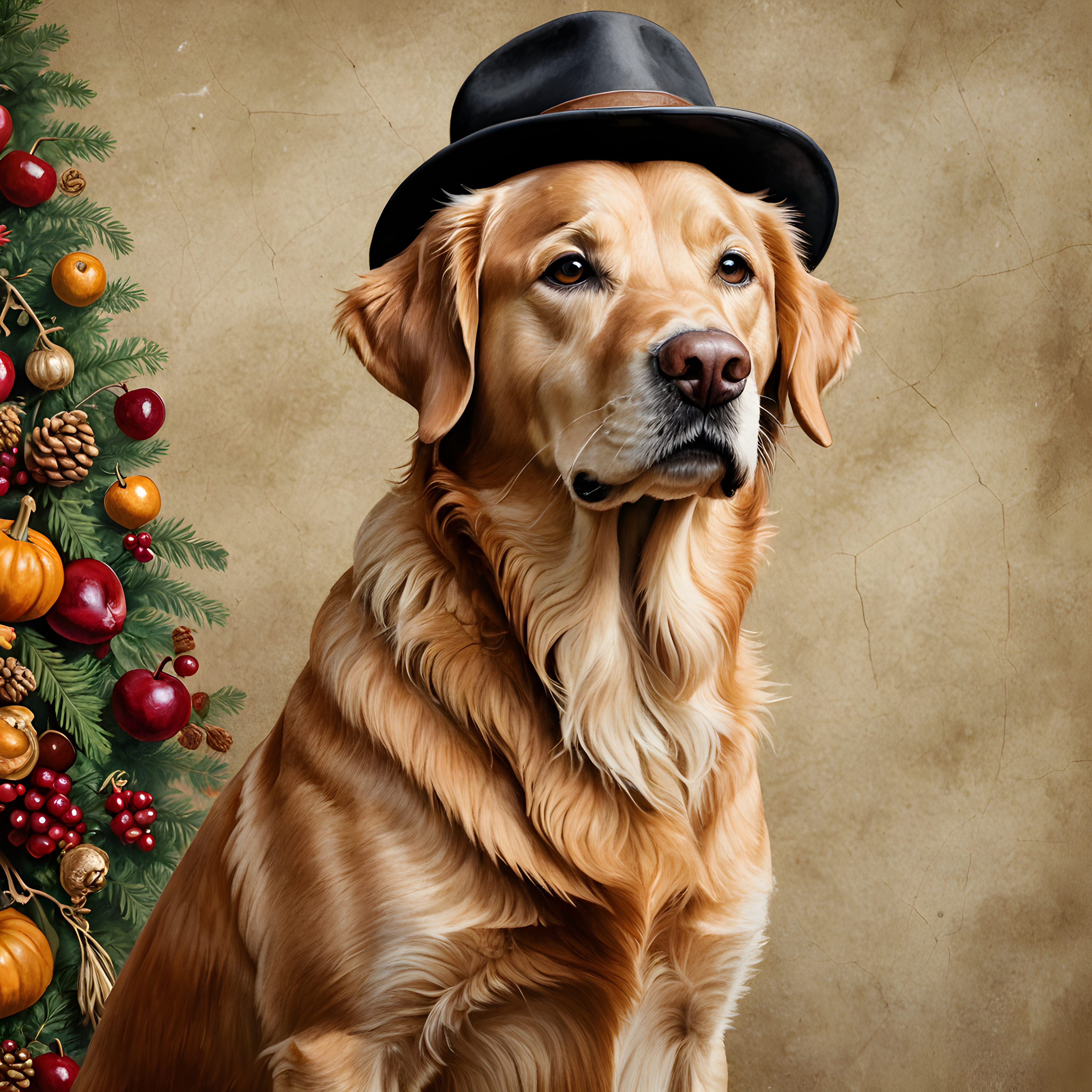 Thanksgiving Retriever — Pencil Sketch (Luxury)