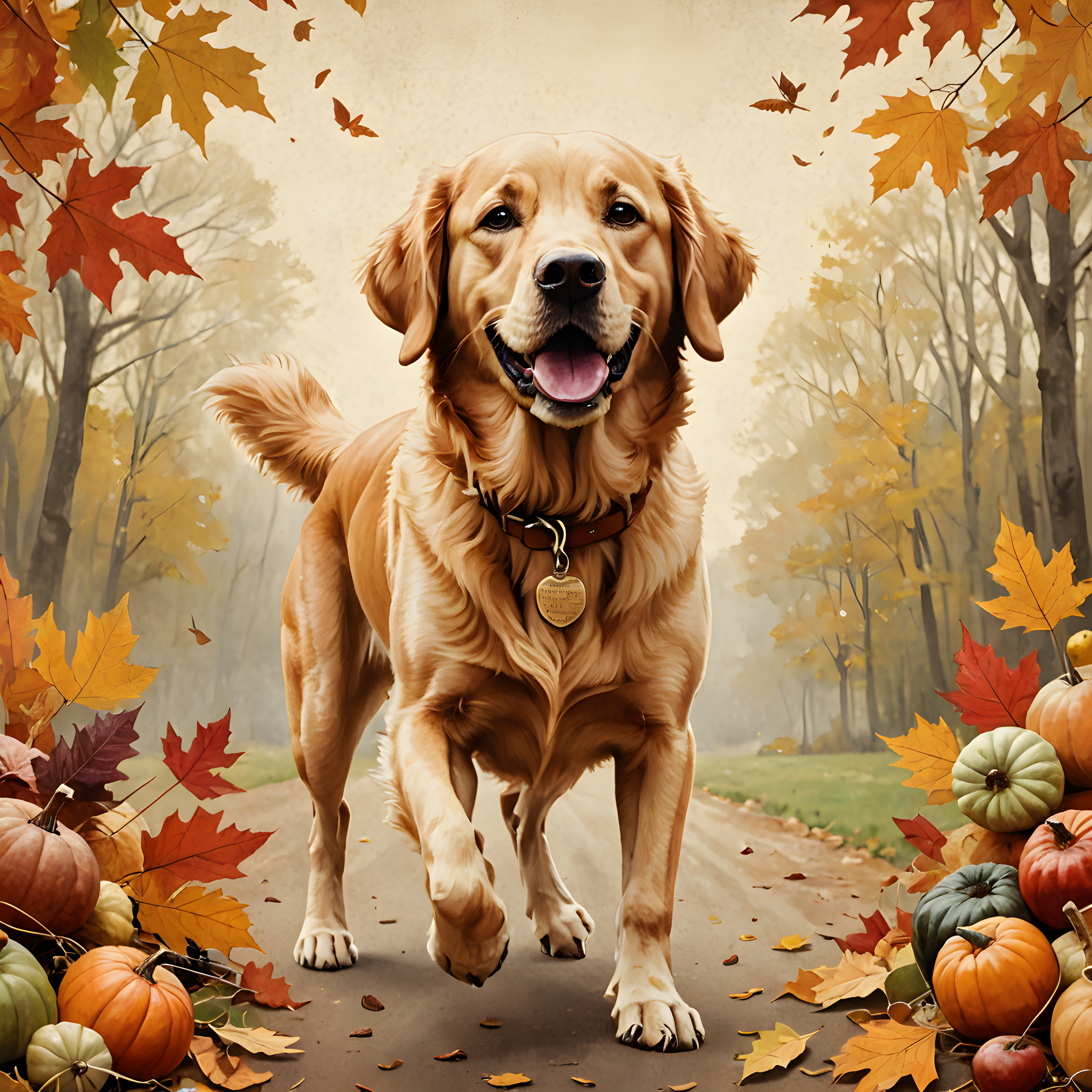 Thanksgiving Retriever — Vintage Poster (Emotional)
