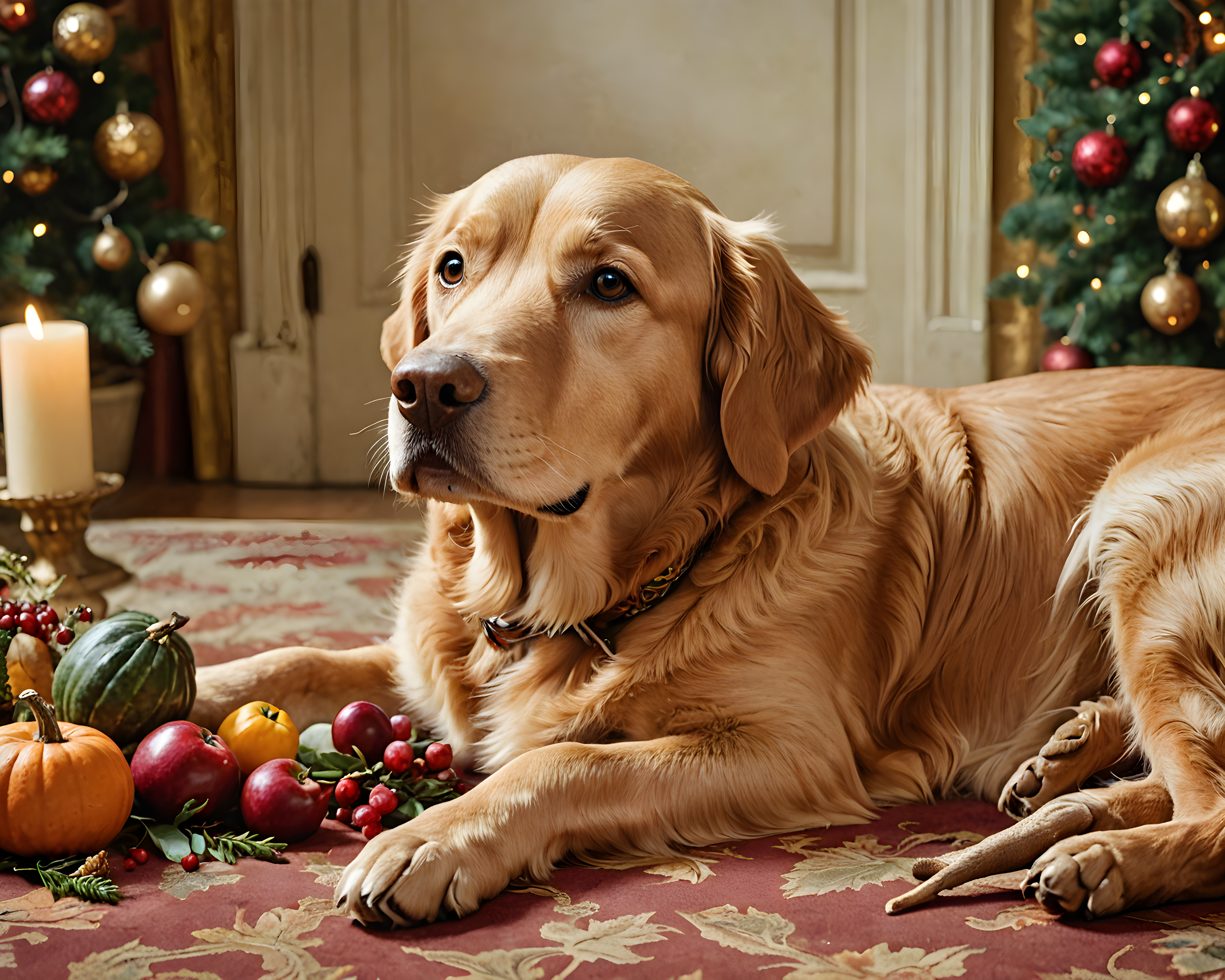 Thanksgiving Retriever — Vintage Poster (Luxury)