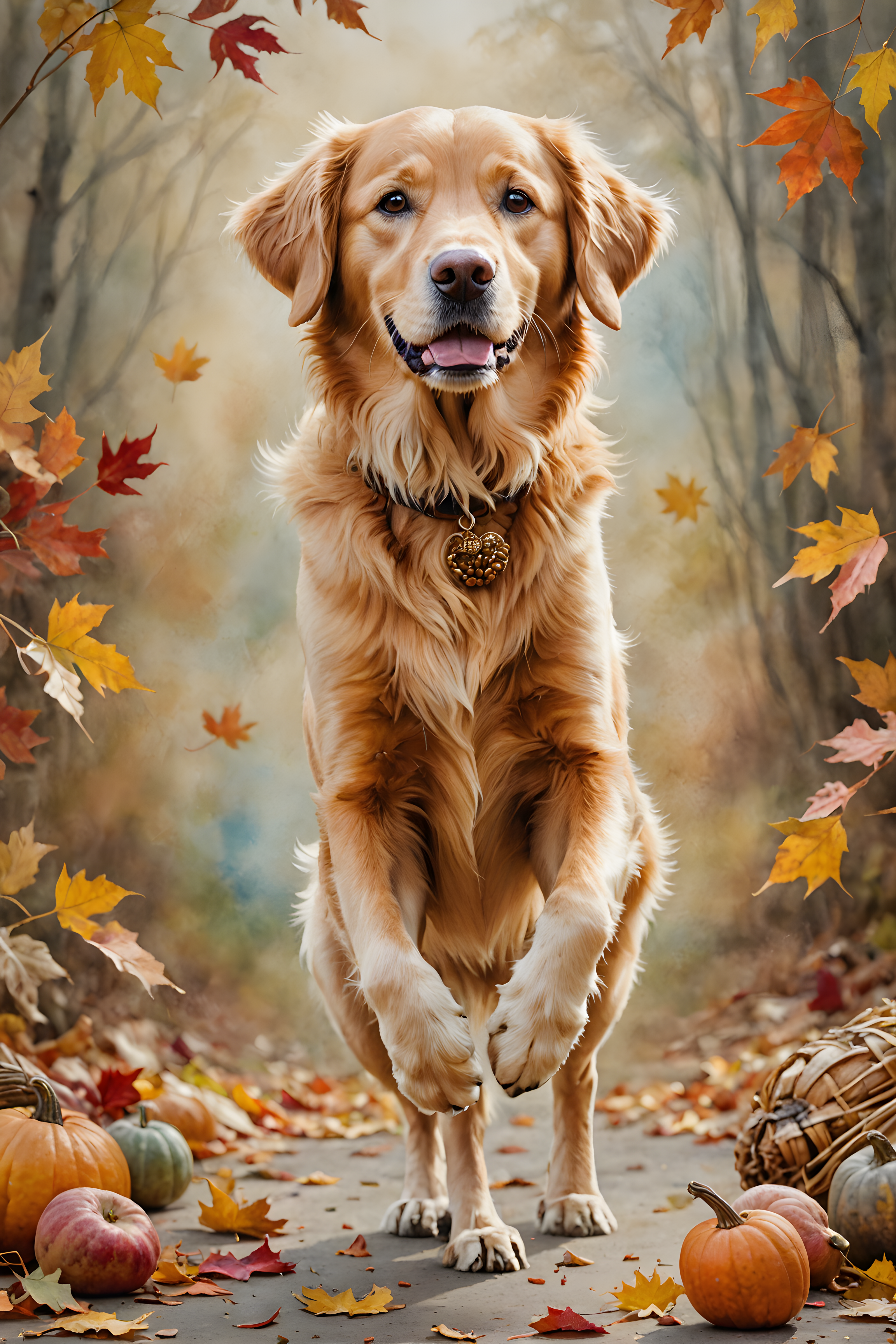 Thanksgiving Retriever — Watercolor (Emotional)