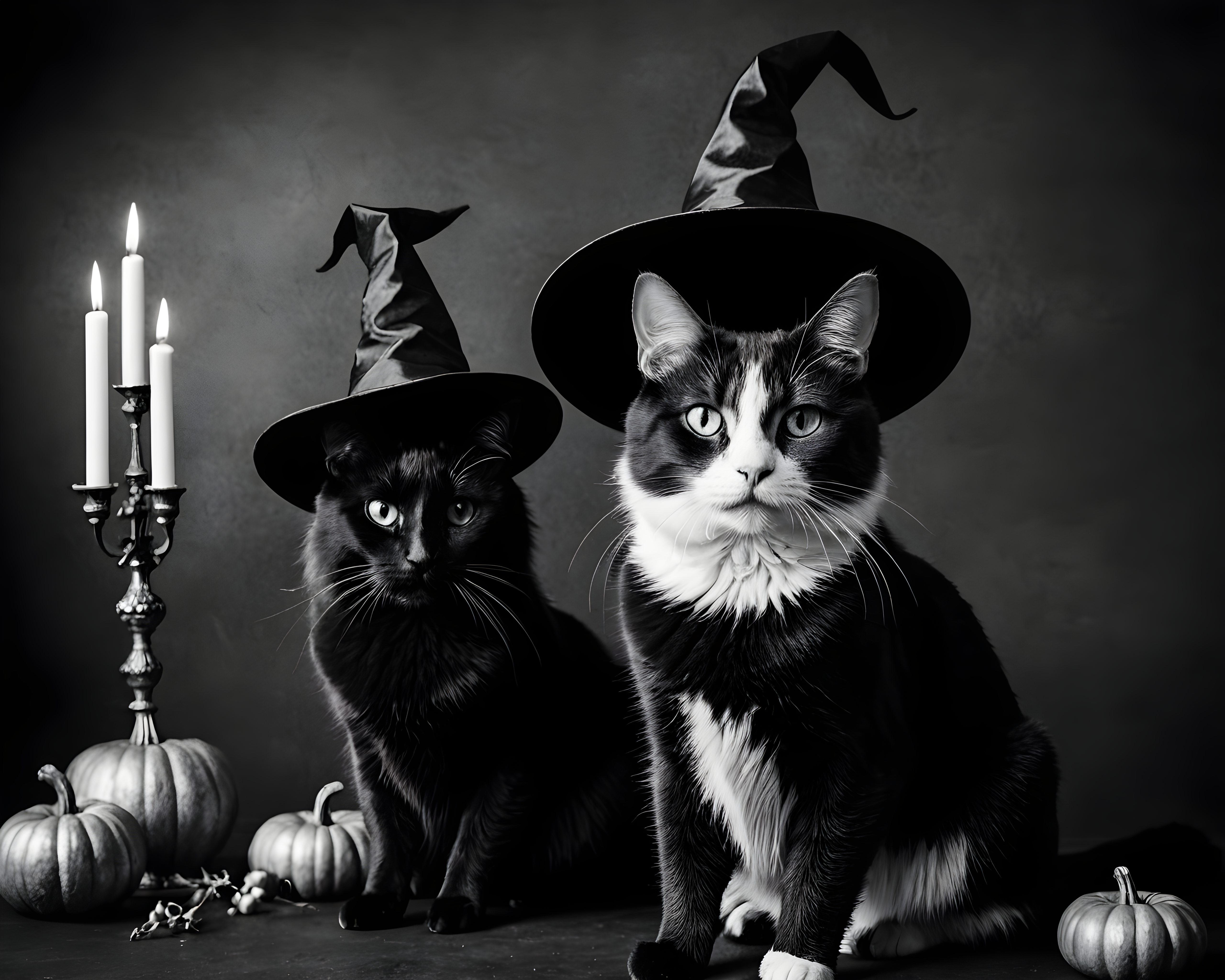 Witch Cat — Black & White (Aesthetic)