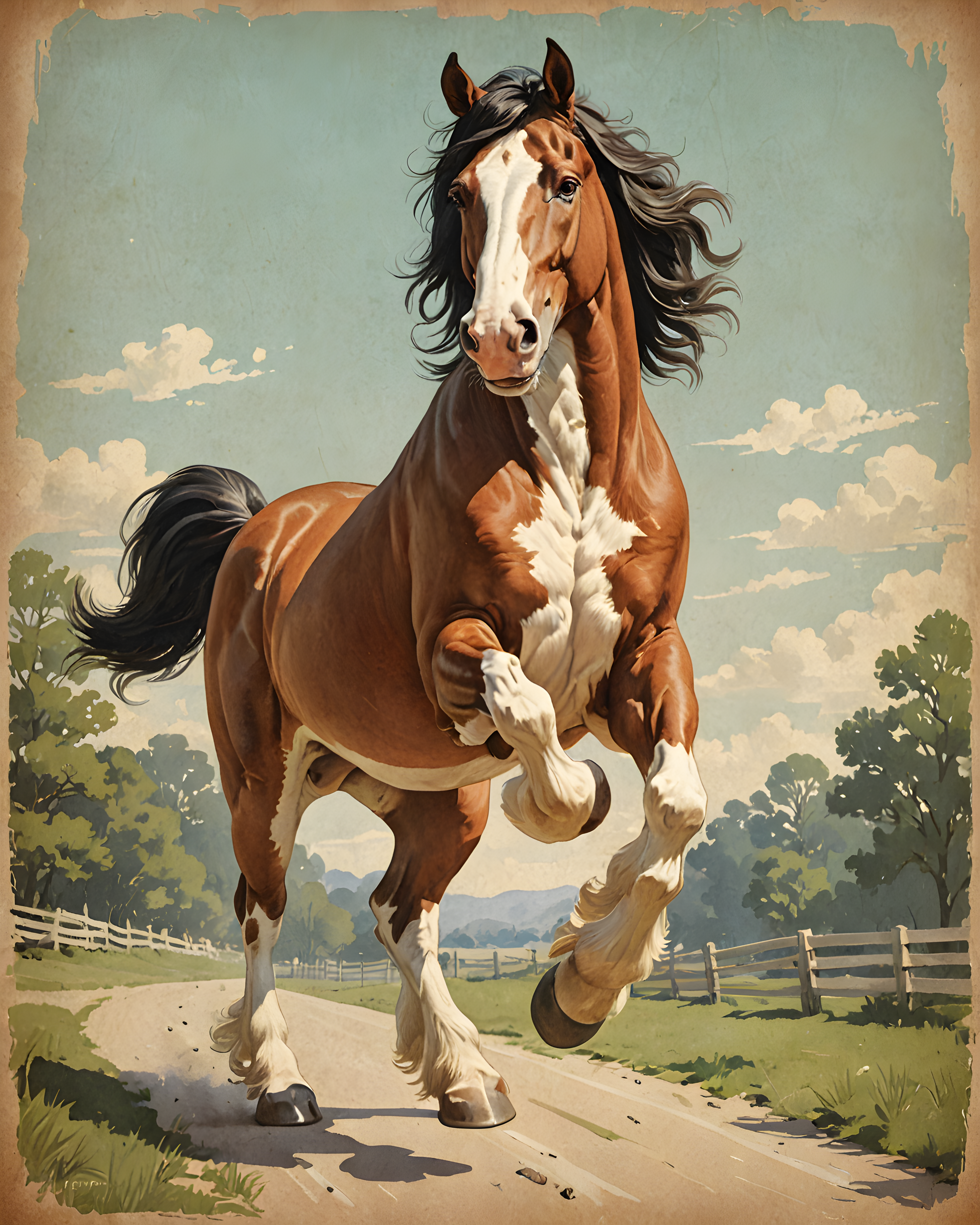 Clydesdale — Vintage Poster (Cute) — Wall Art (Printable) — Portrait 4×5