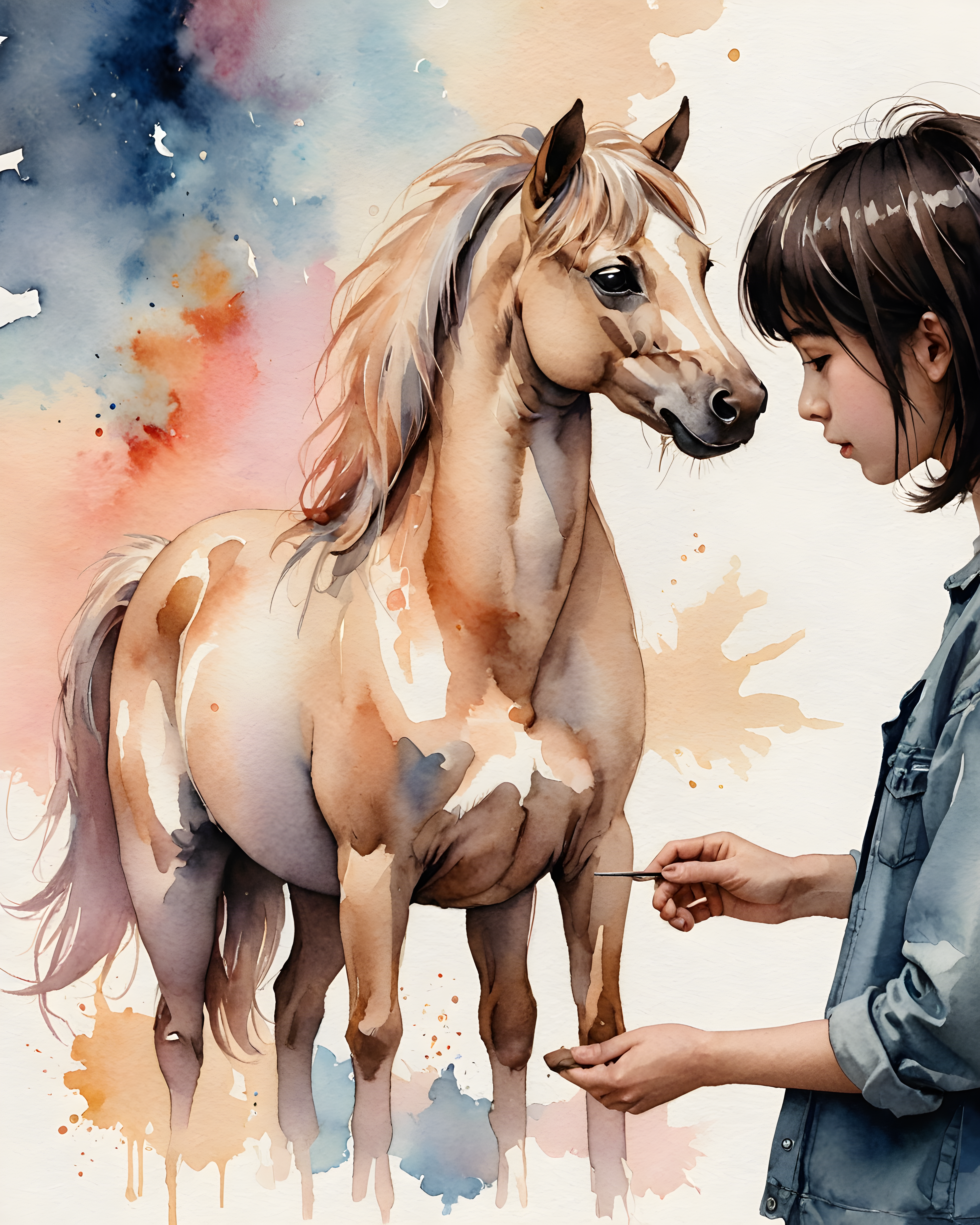 Mustang — Watercolor (Cute) — Wall Art (Printable) — Portrait 4×5