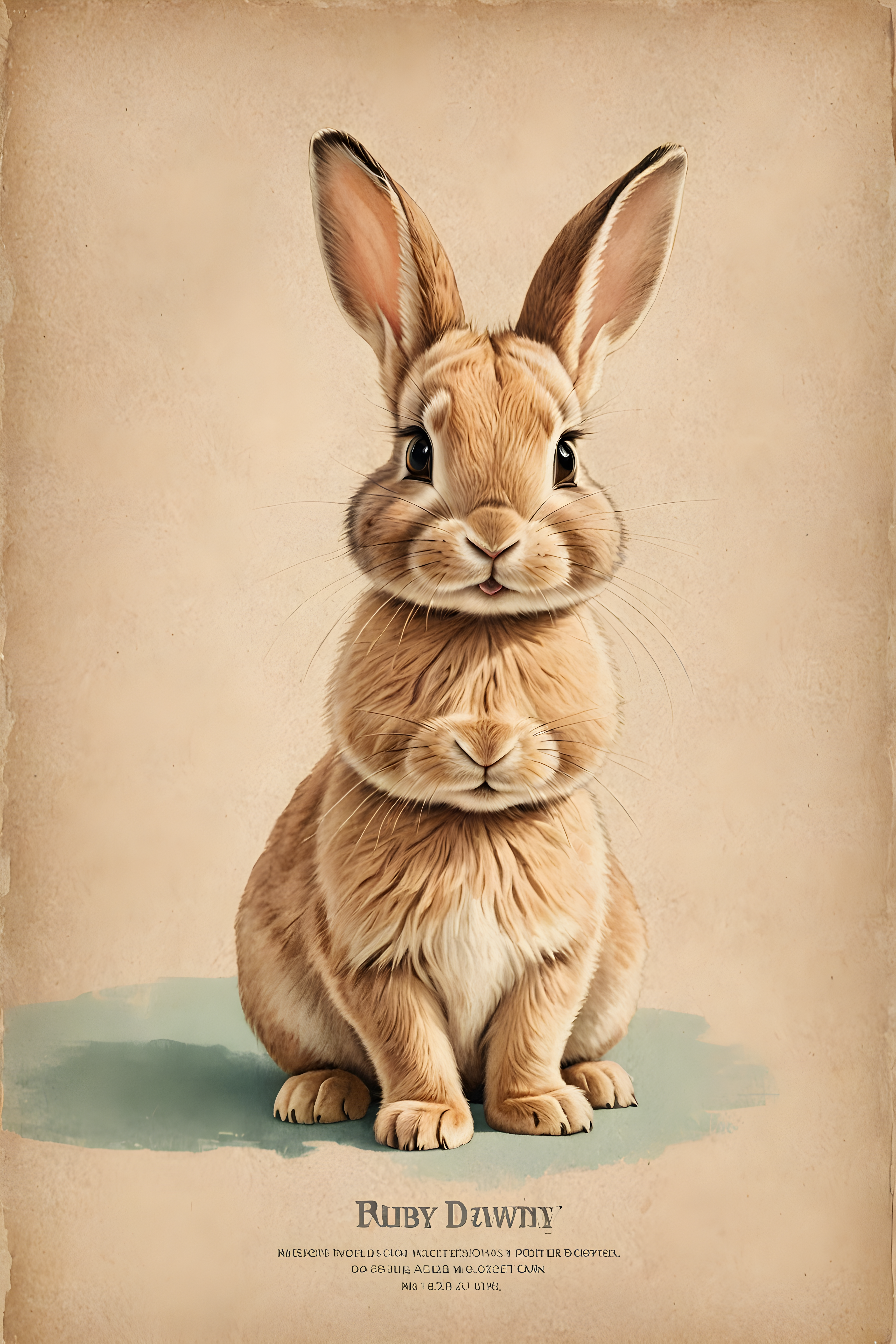 Baby Bunny — Vintage Poster (Happy)