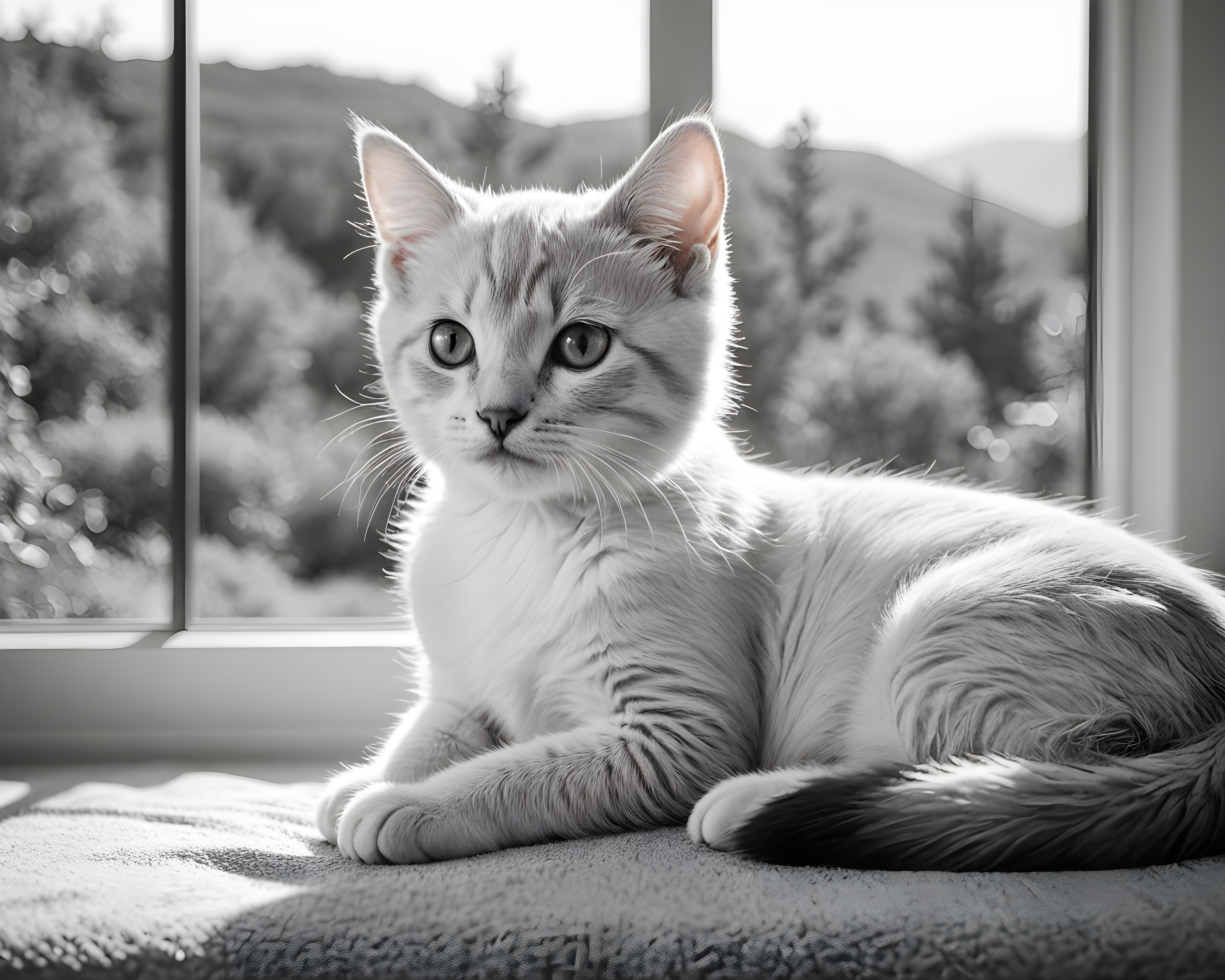 Cute Kitten — Black & White (Emotional)