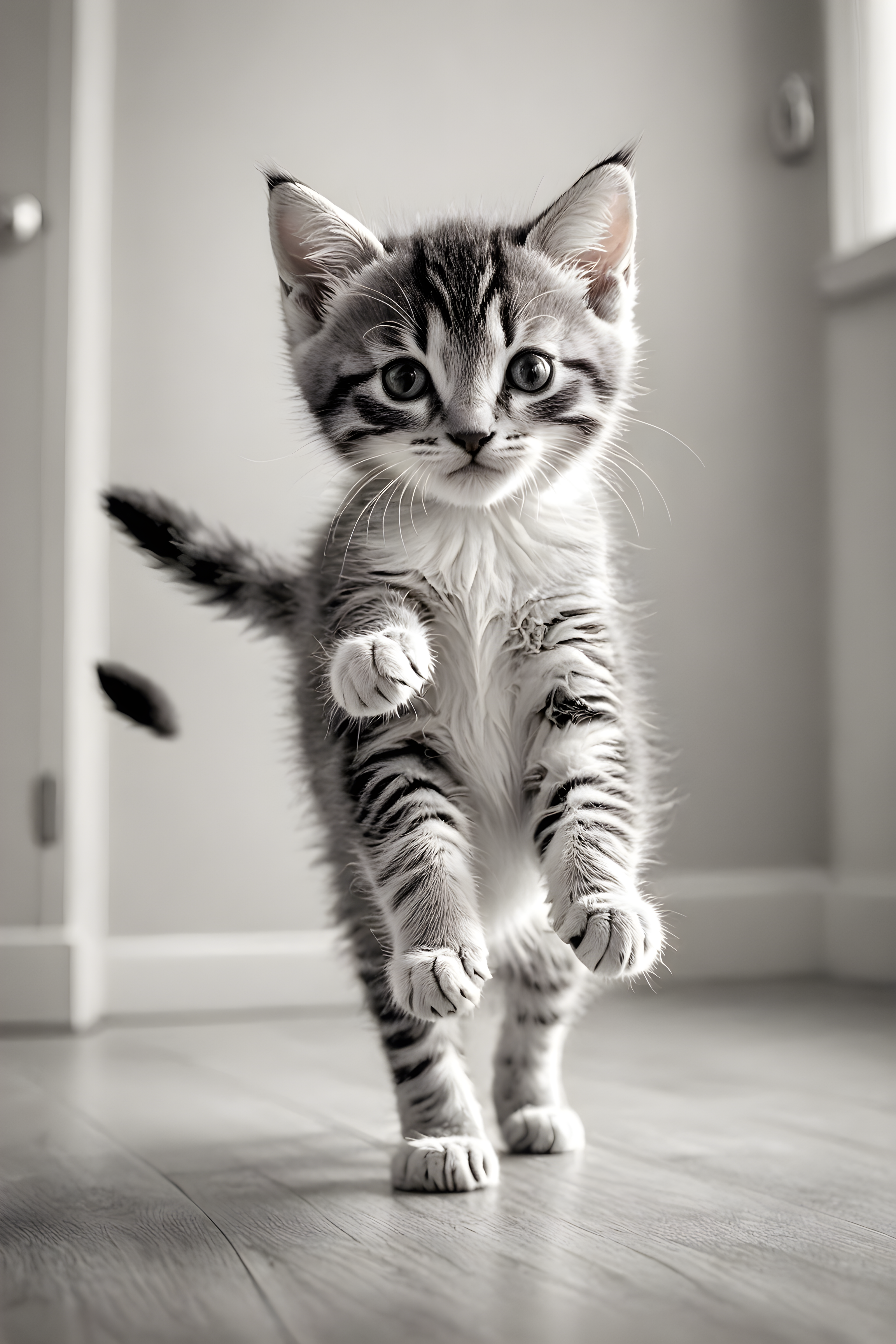 Cute Kitten — Black & White (Romantic)