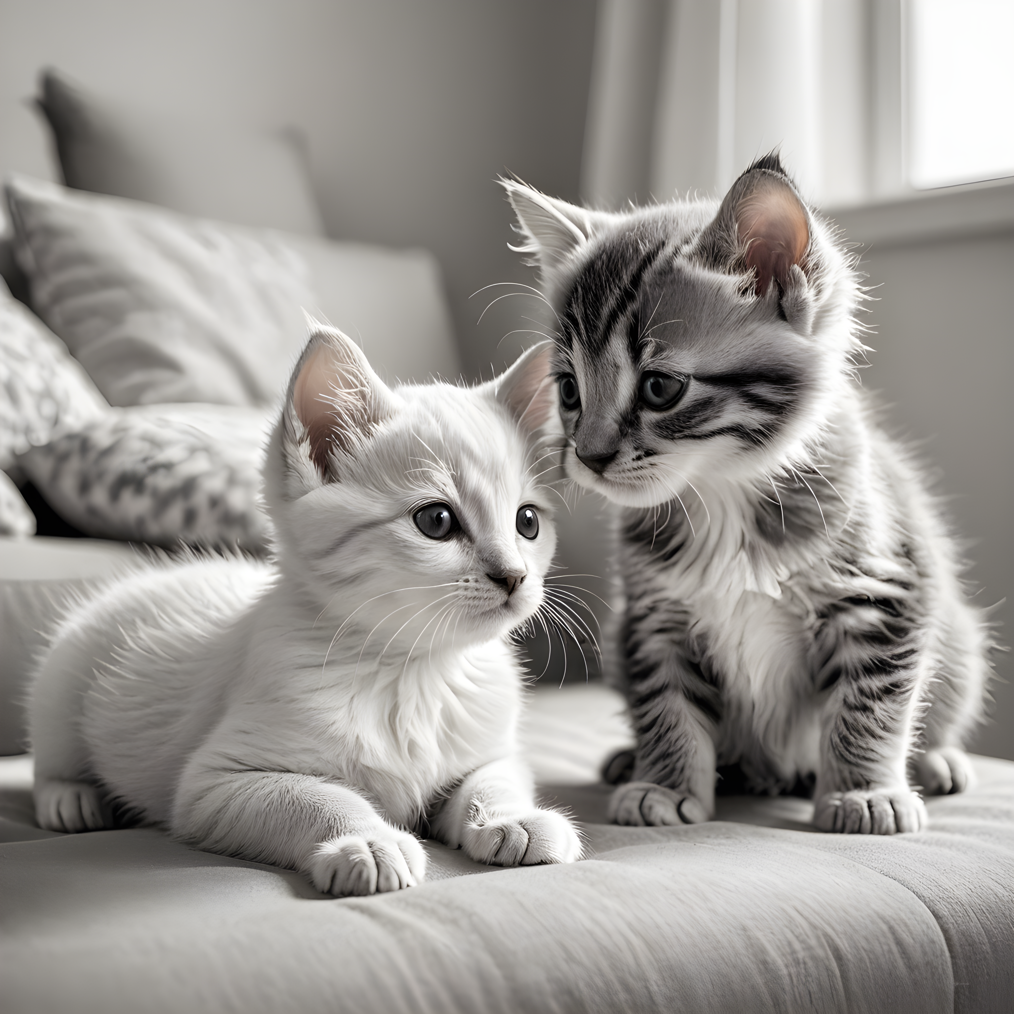 Cute Kitten — Black & White (Romantic)
