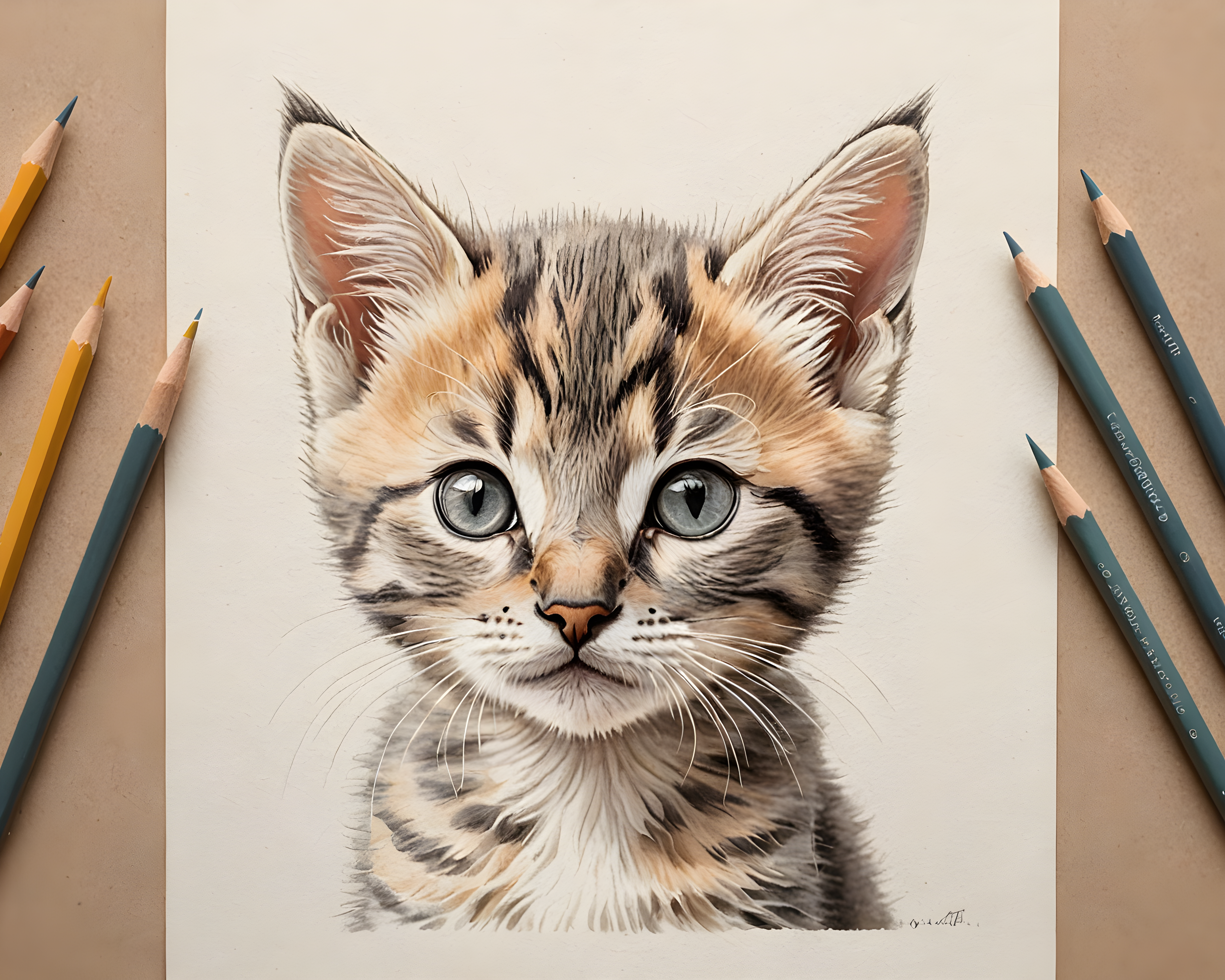 Cute Kitten — Pencil Sketch (Aesthetic)