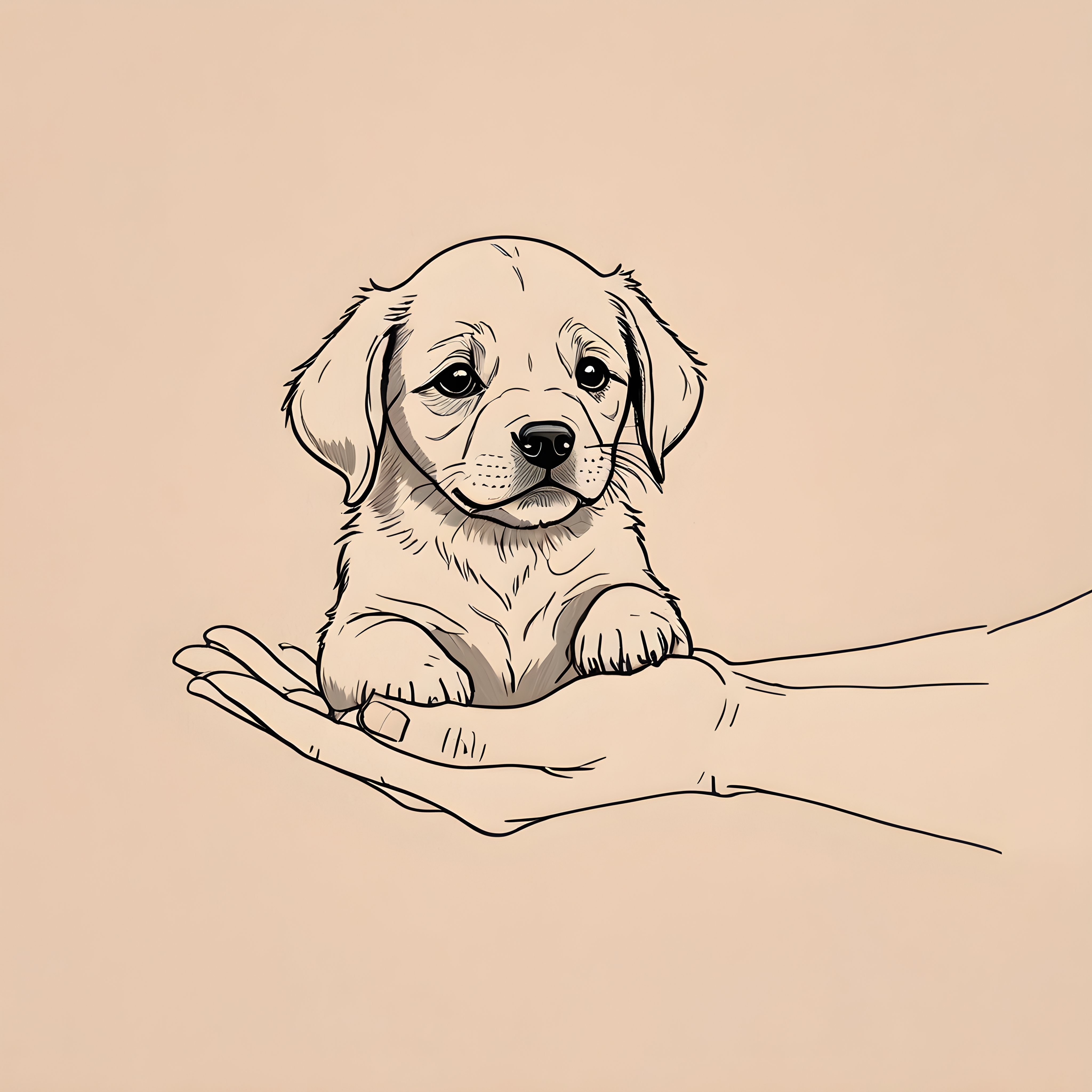 Cute Puppy — Minimalist Line Art (Fantasy)