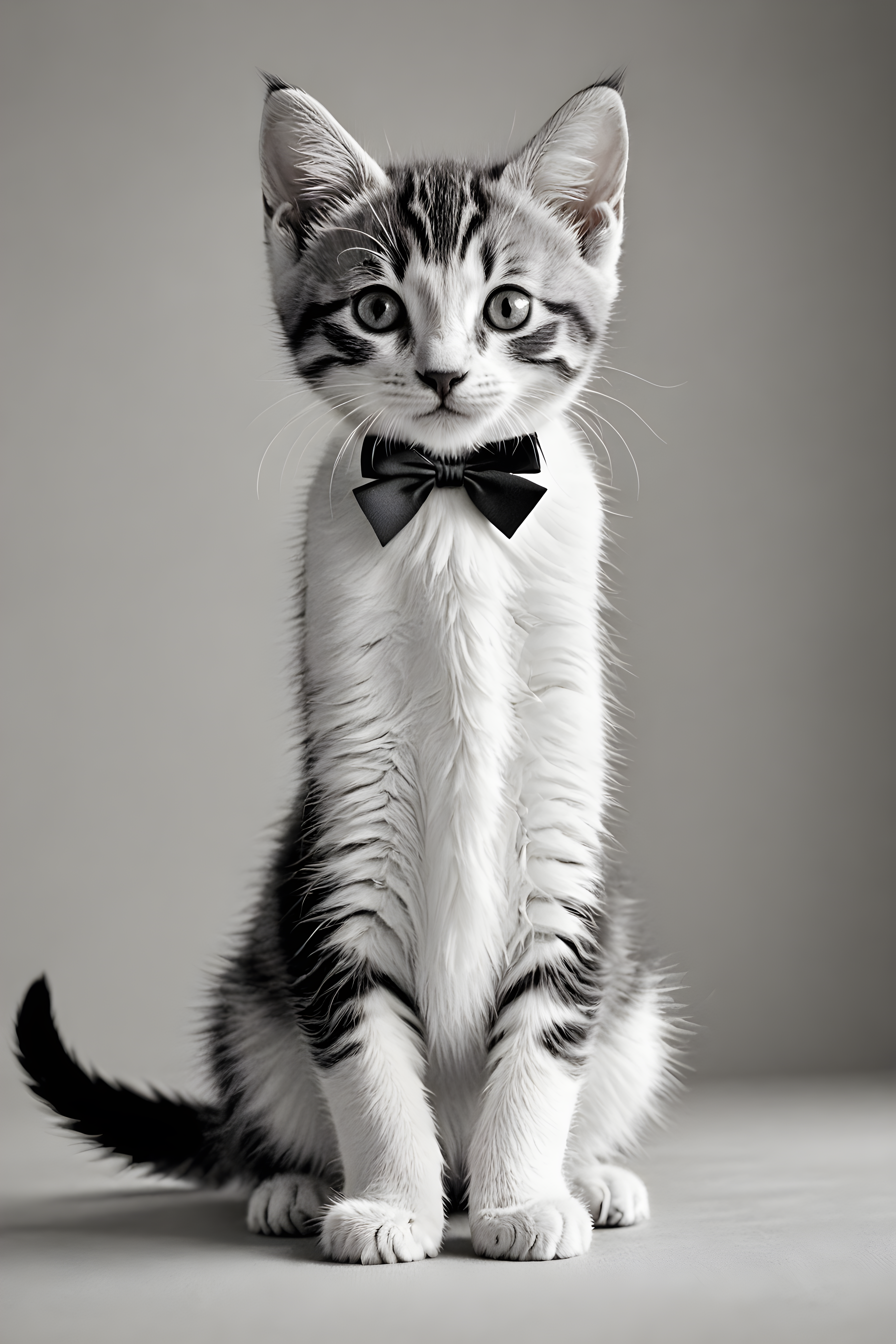 Kitten With Ribbon — Black & White (Motivational)