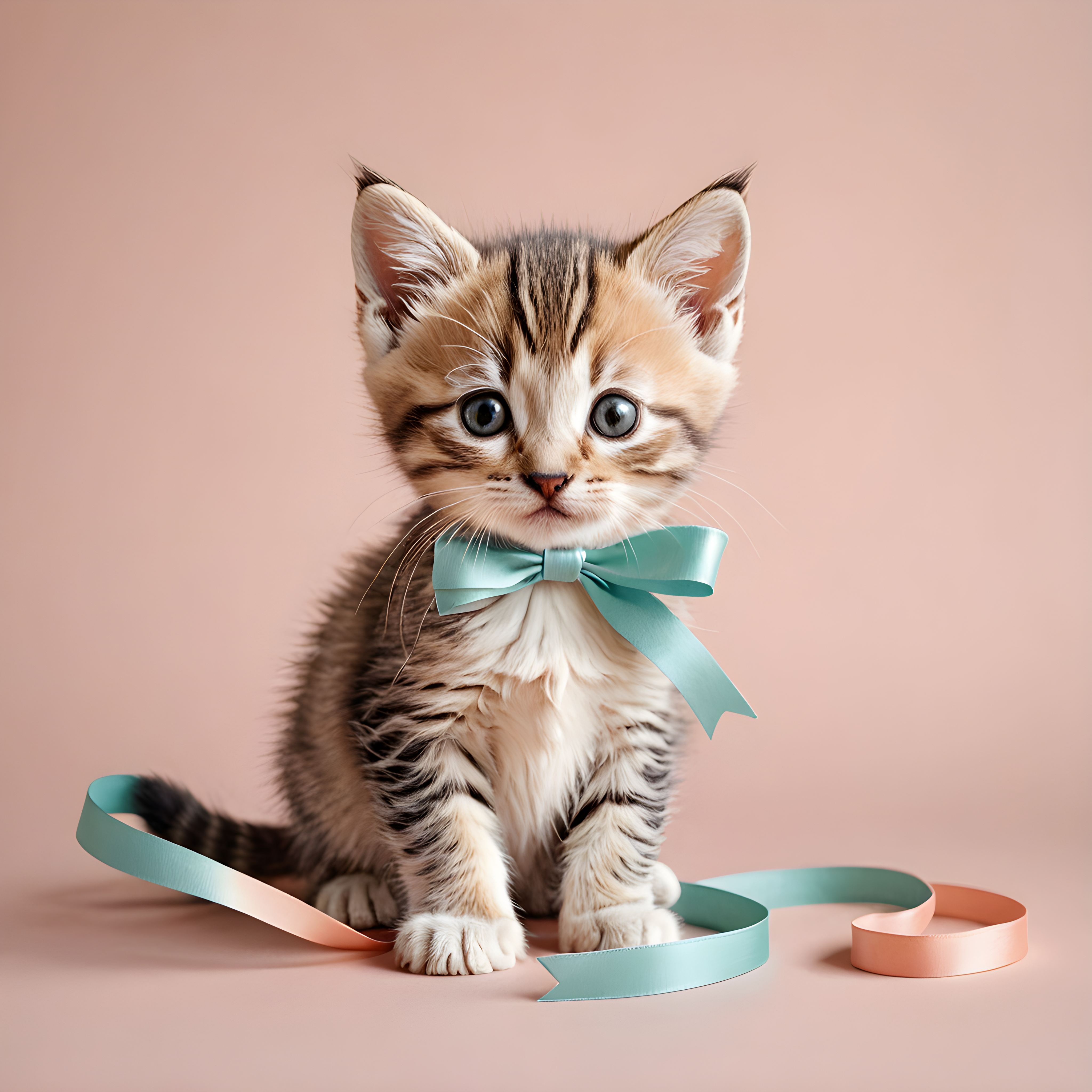 Kitten With Ribbon — Line Art (Aesthetic)