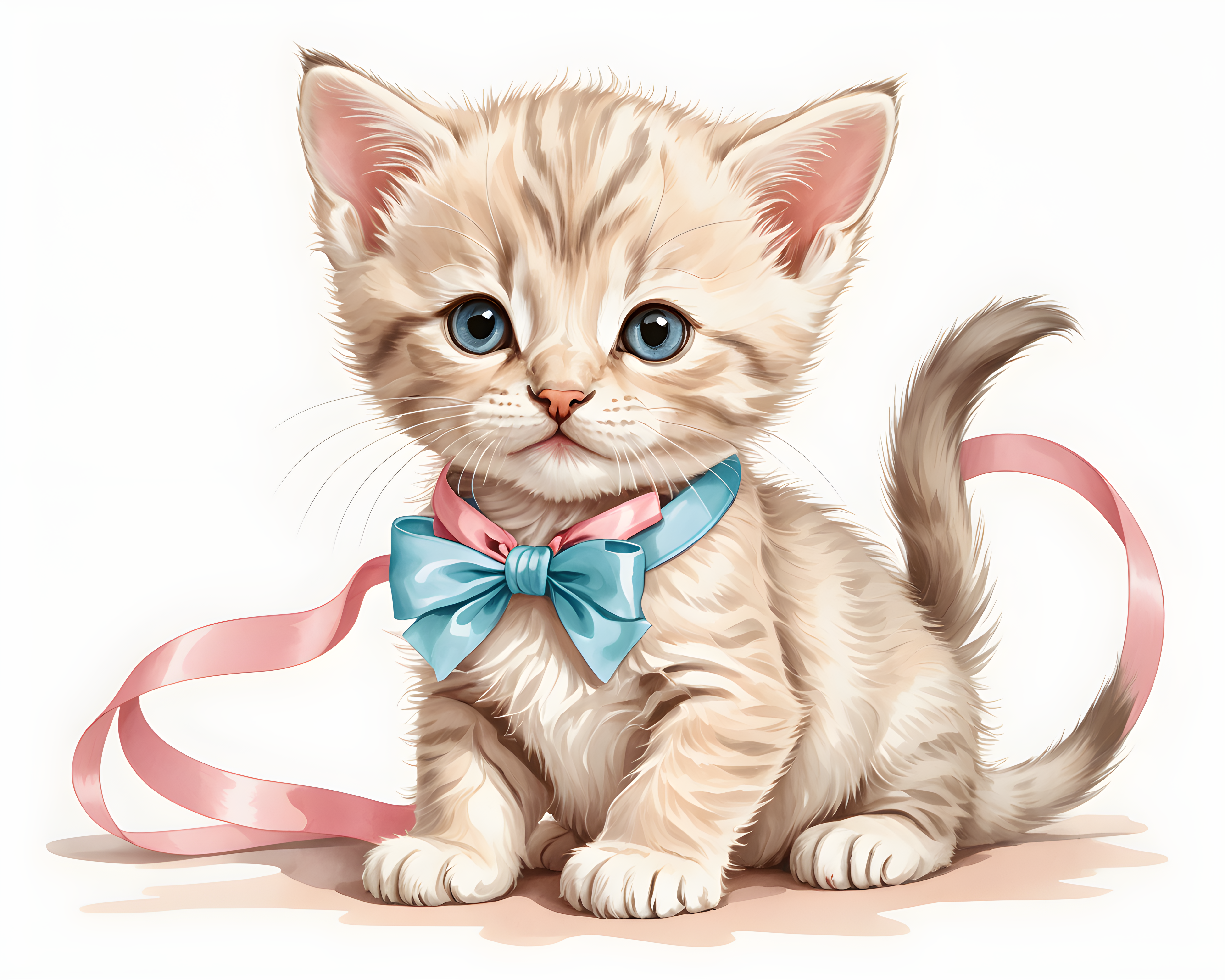 Kitten With Ribbon — Line Art (Savage)