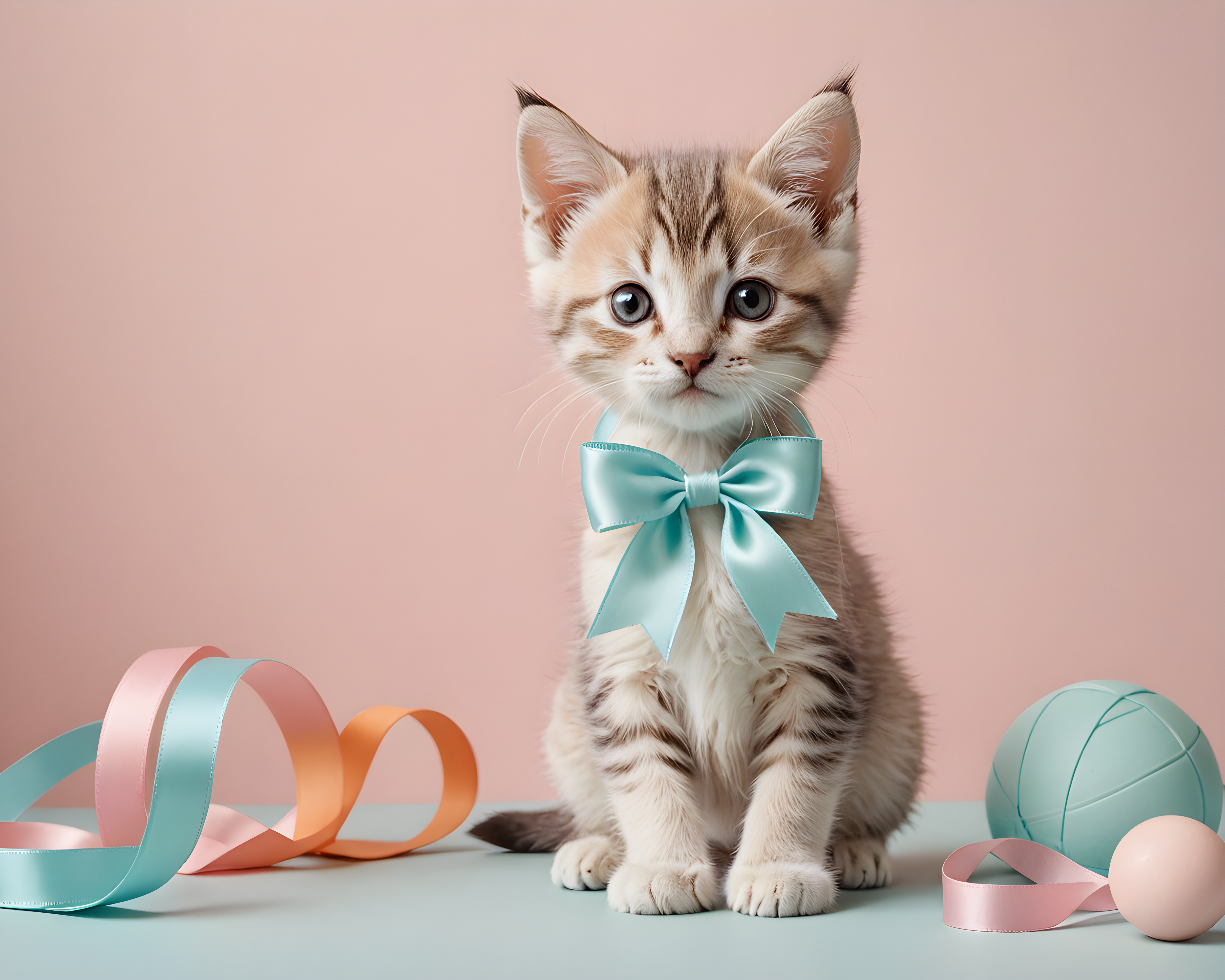 Kitten With Ribbon — Modern Aesthetic (Playful)