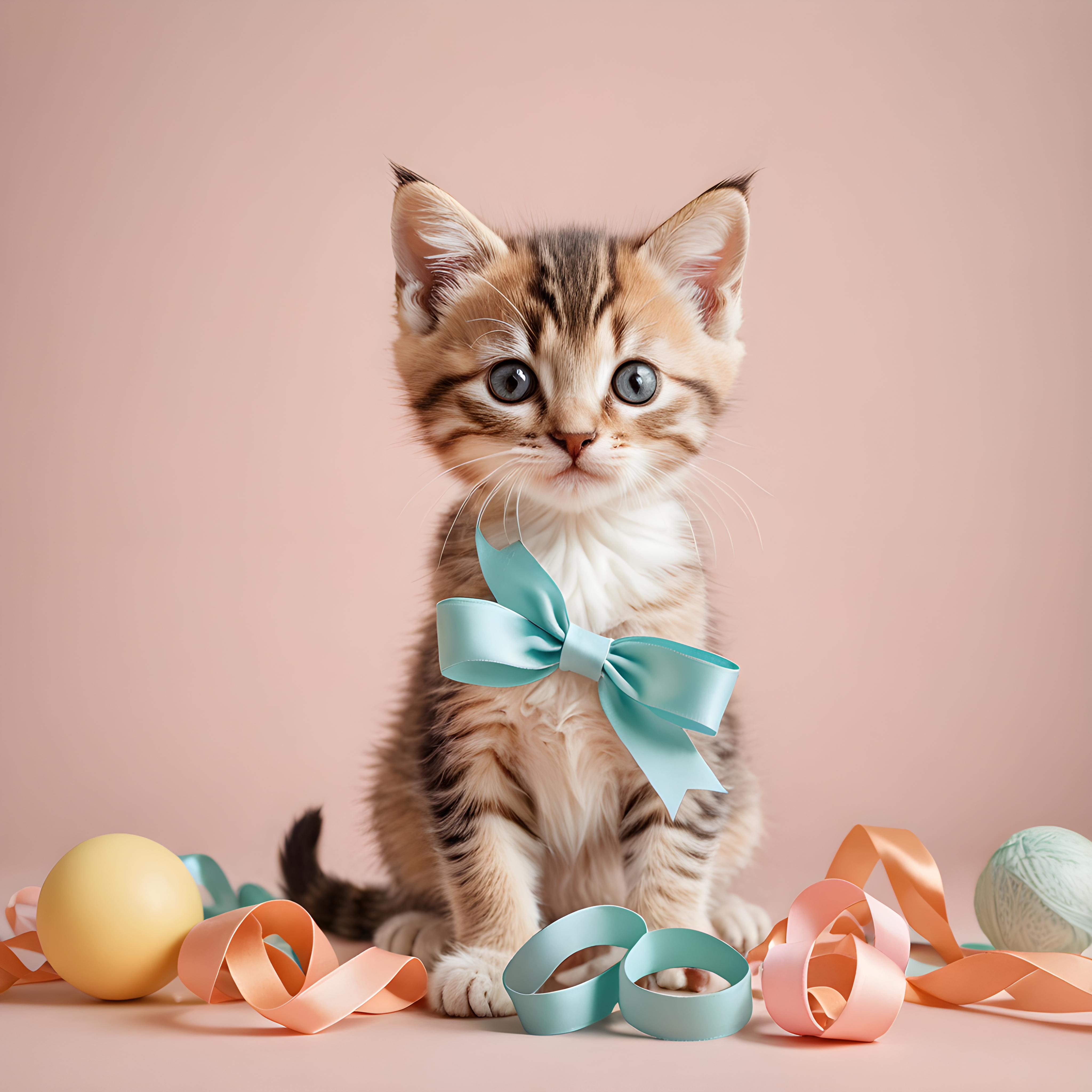 Kitten With Ribbon — Modern Aesthetic (Playful)