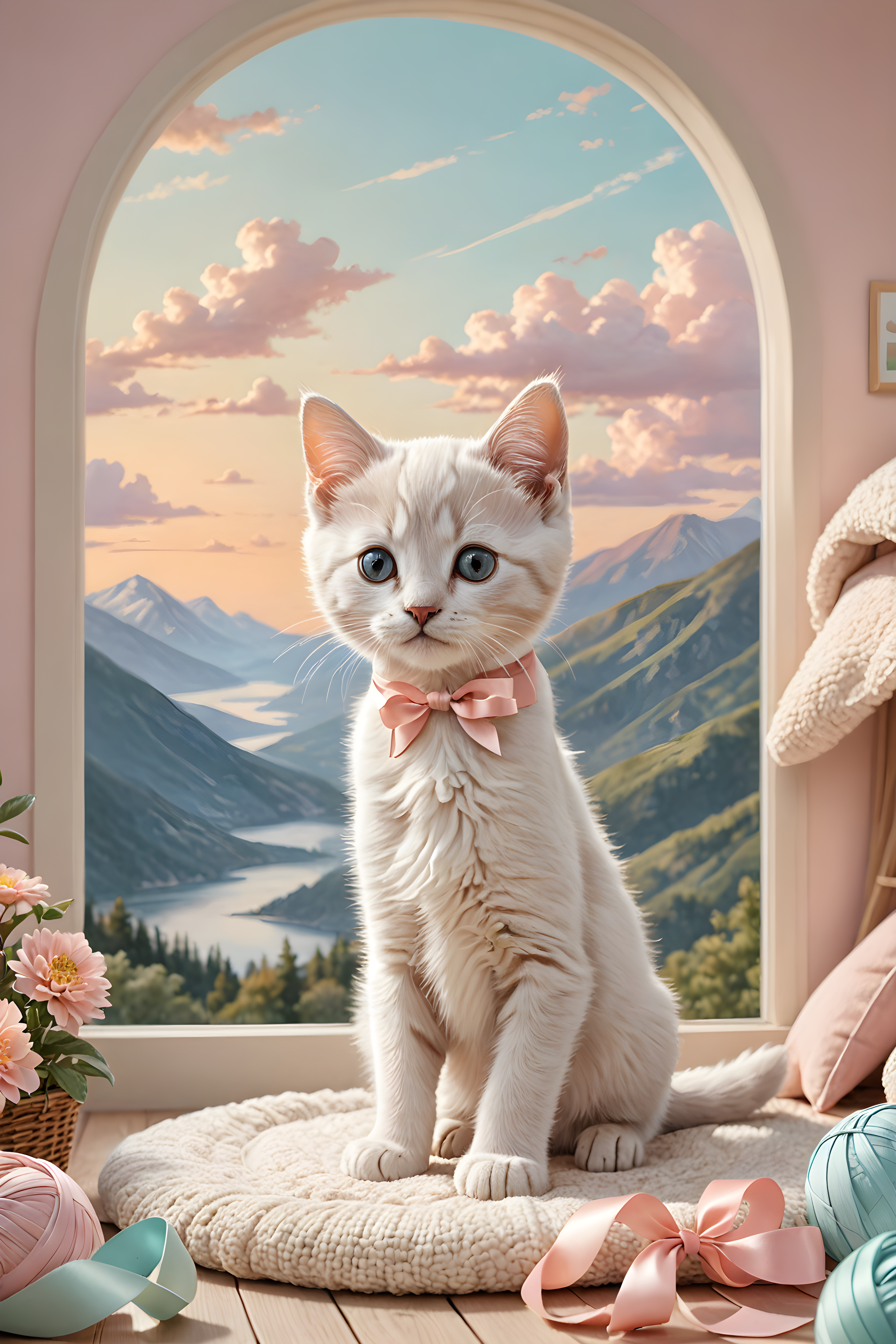 Kitten With Ribbon — Nursery (Romantic)