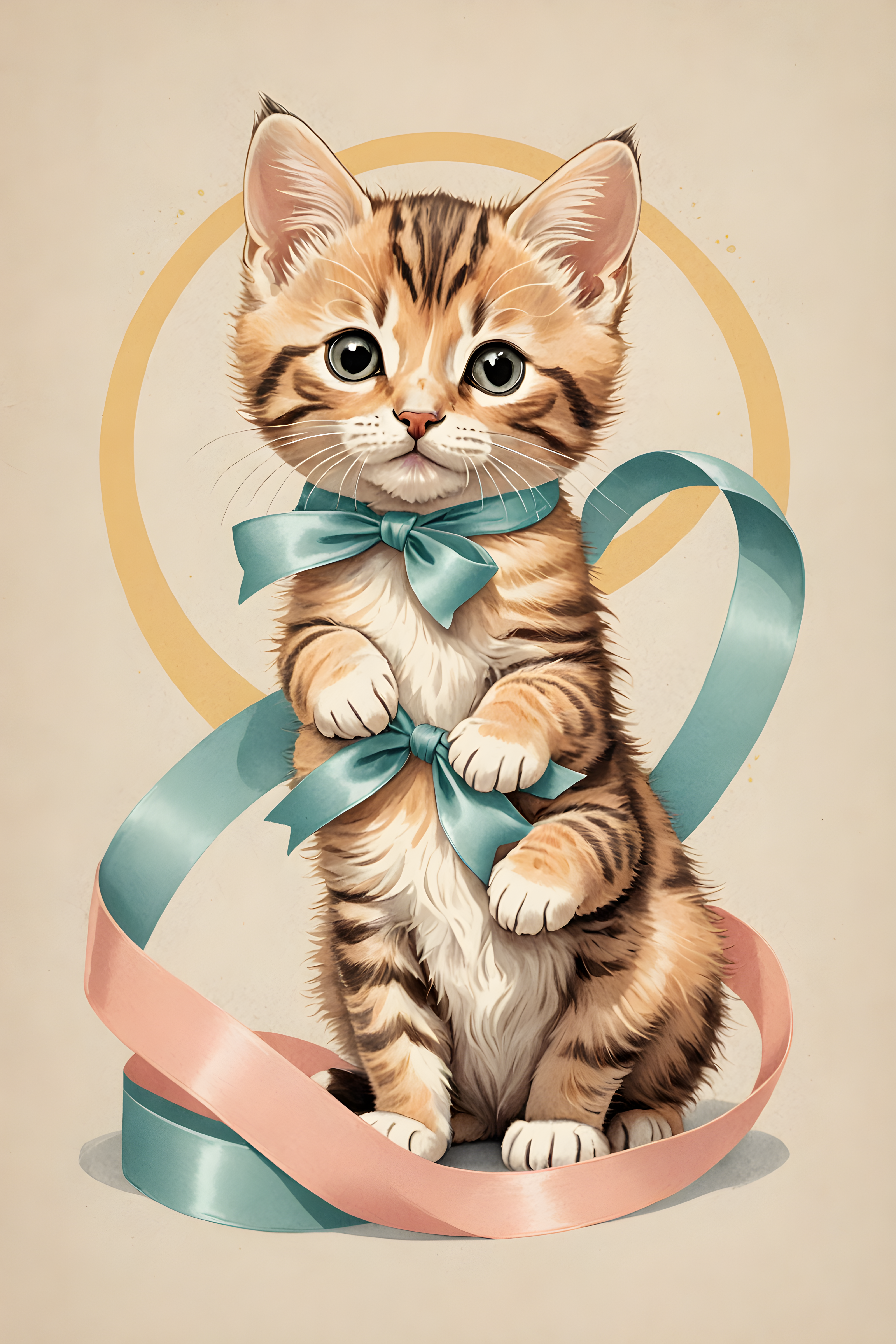 Kitten With Ribbon — Retro (Aesthetic)
