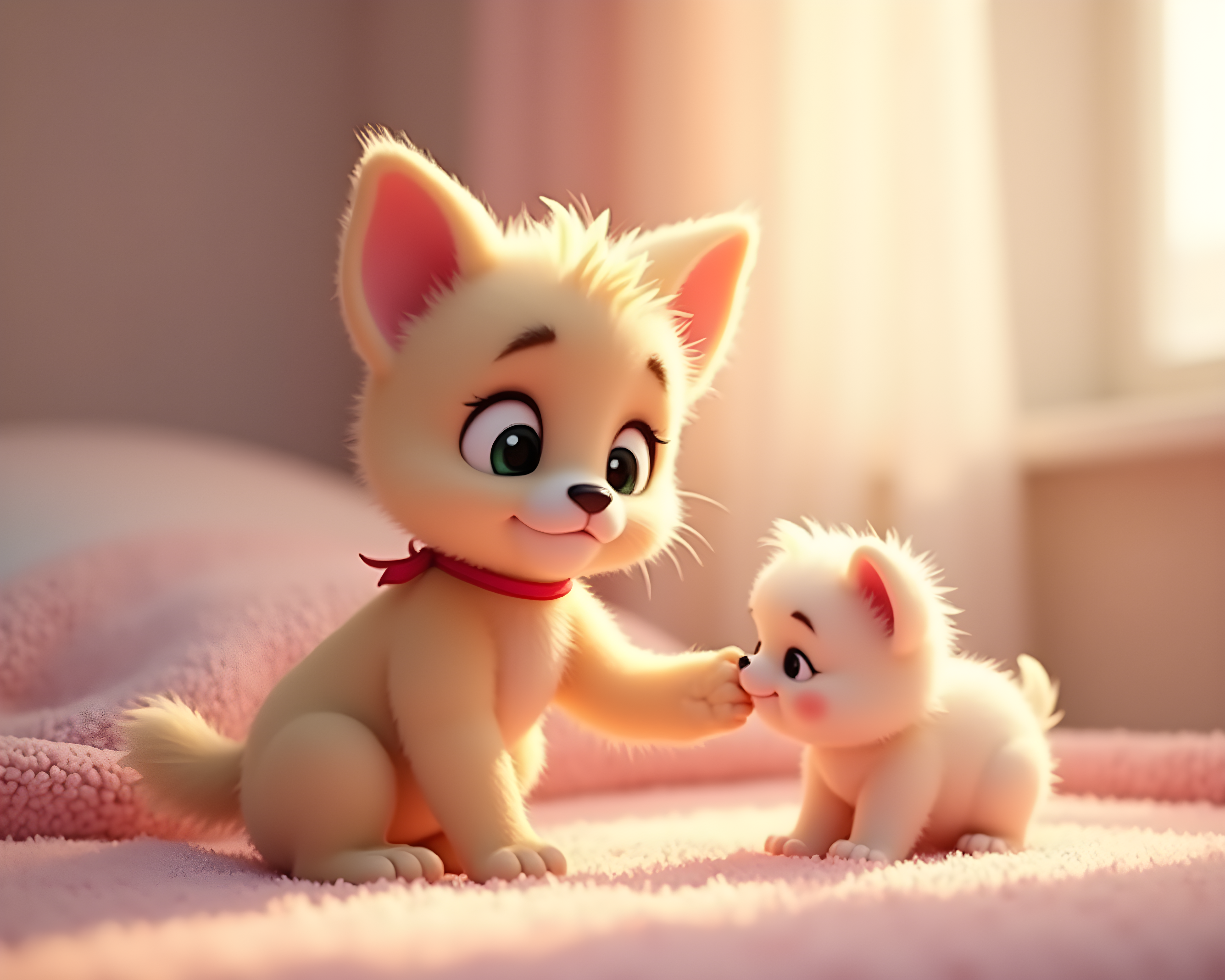 Kitten With Ribbon — 3D Render (Emotional)