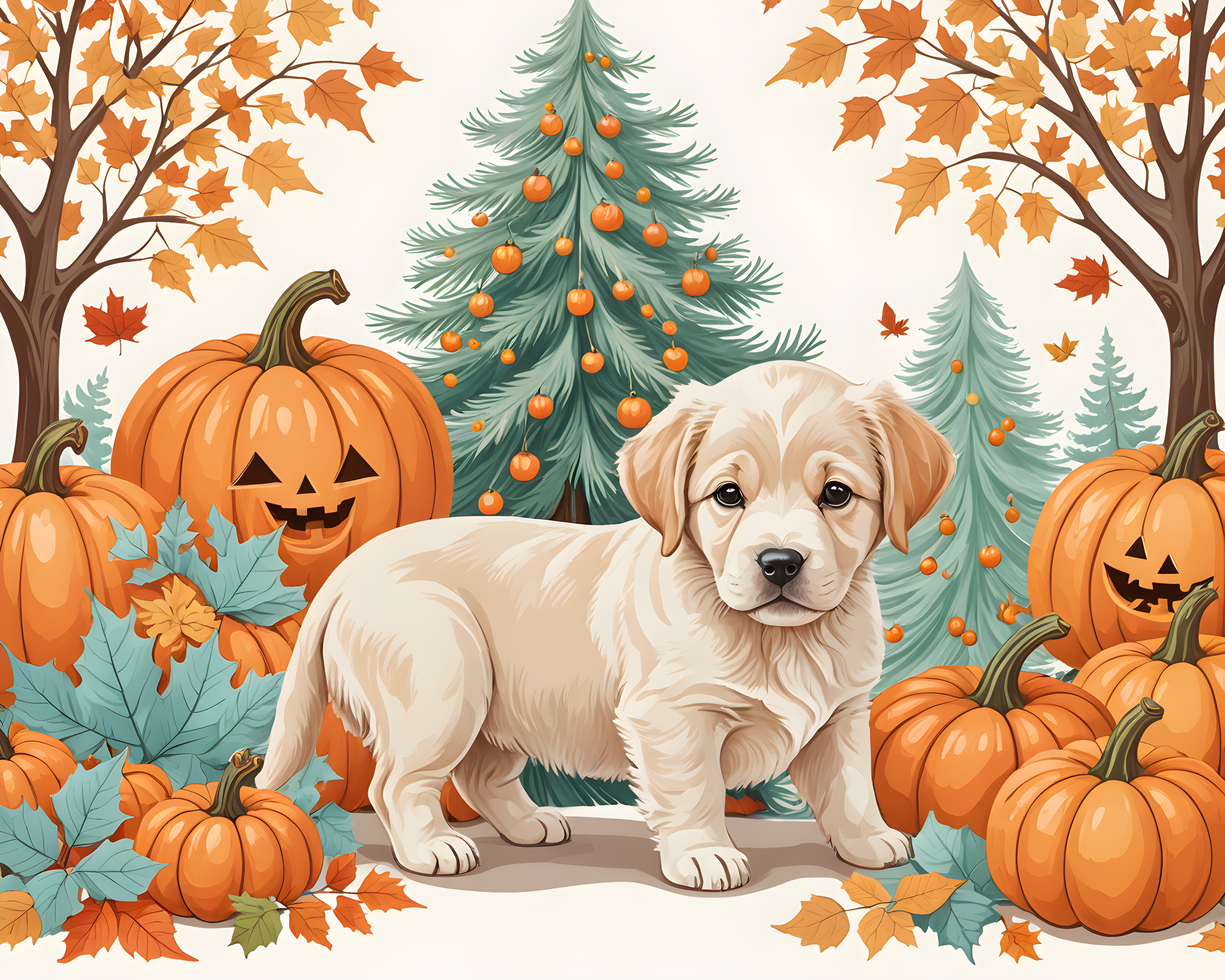 Pastel Puppy — Line Art (Seasonal)