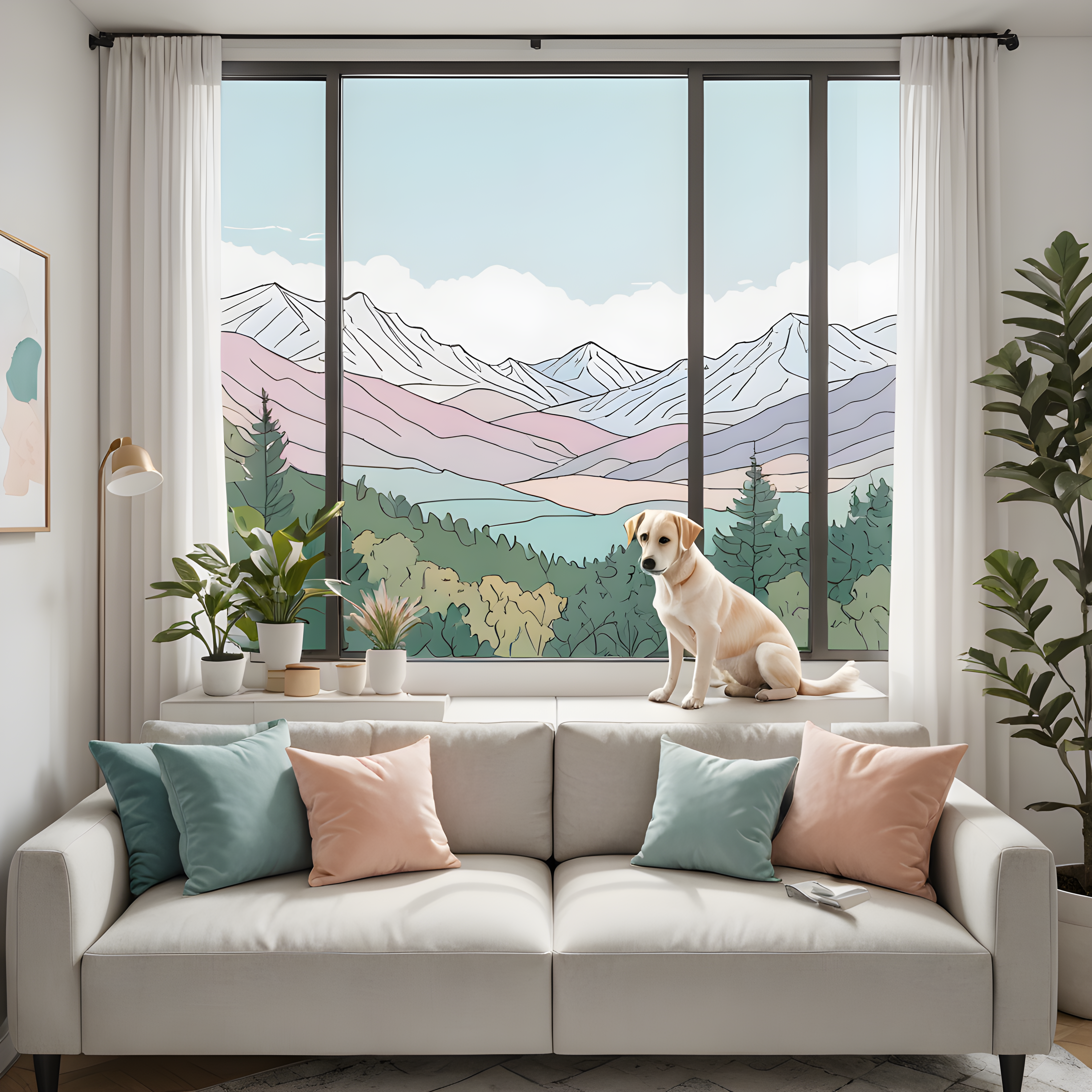 Pastel Puppy — Minimalist Line Art (Lifestyle)