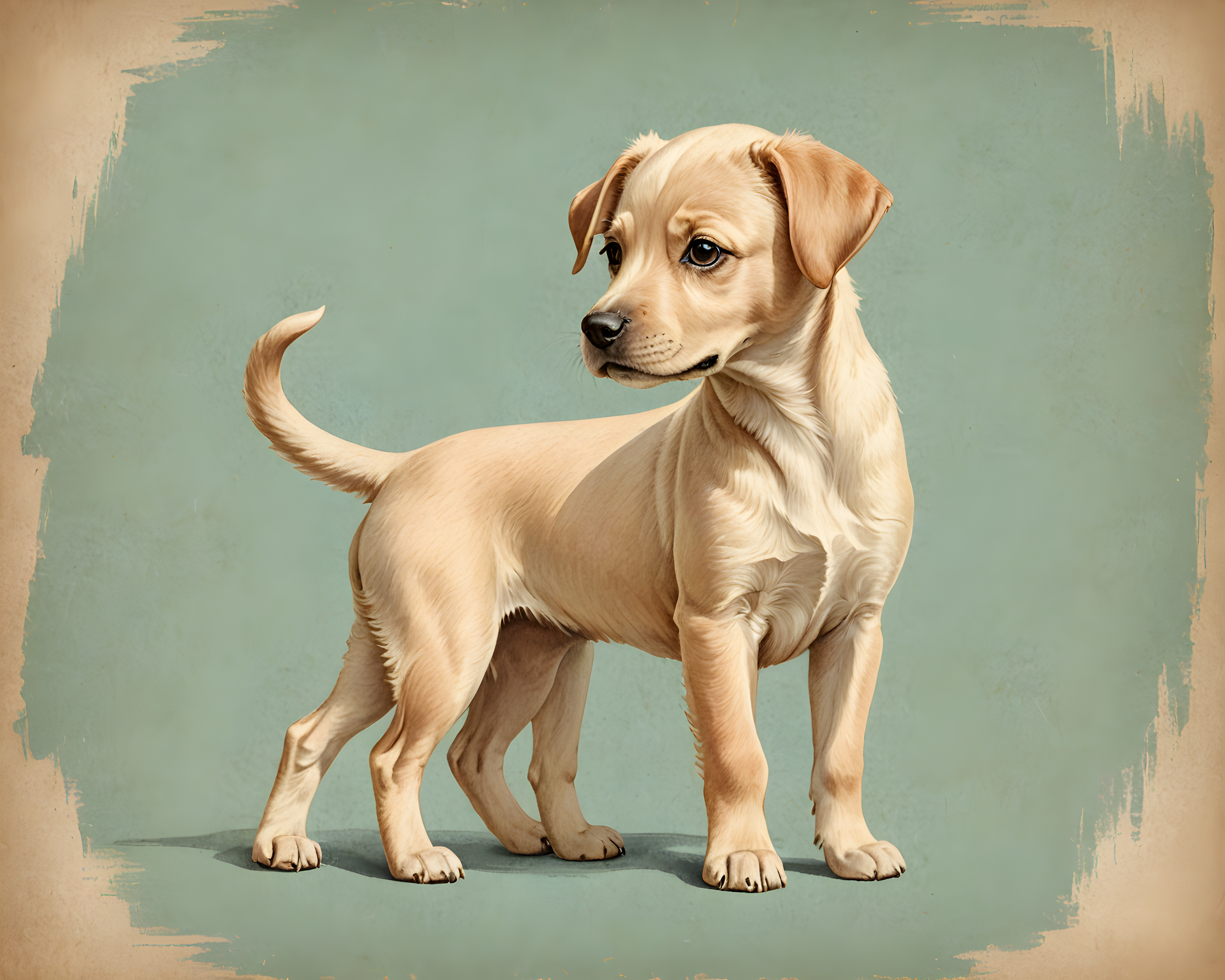 Pastel Puppy — Vintage Poster (Emotional)
