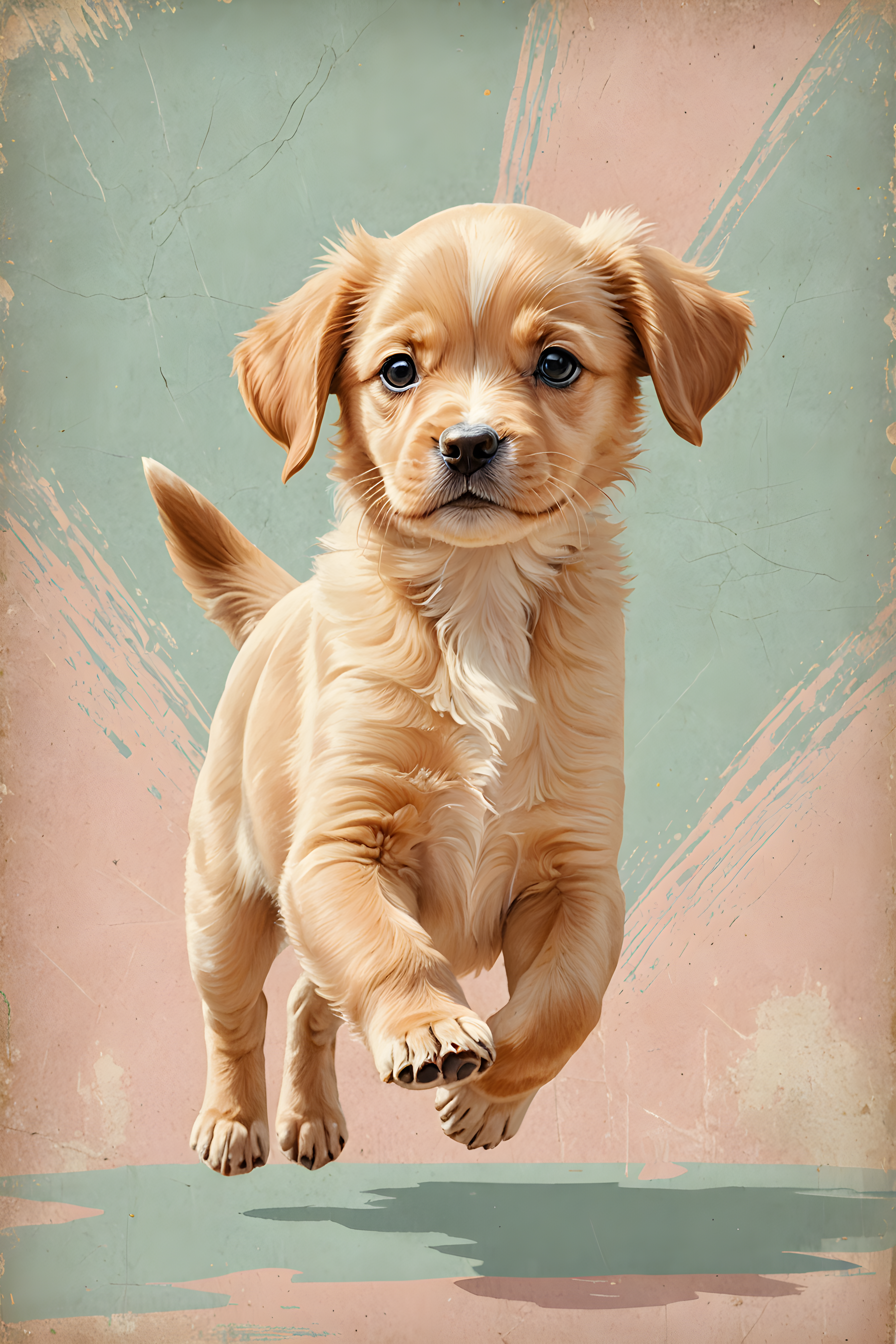 Pastel Puppy — Vintage Poster (Luxury)