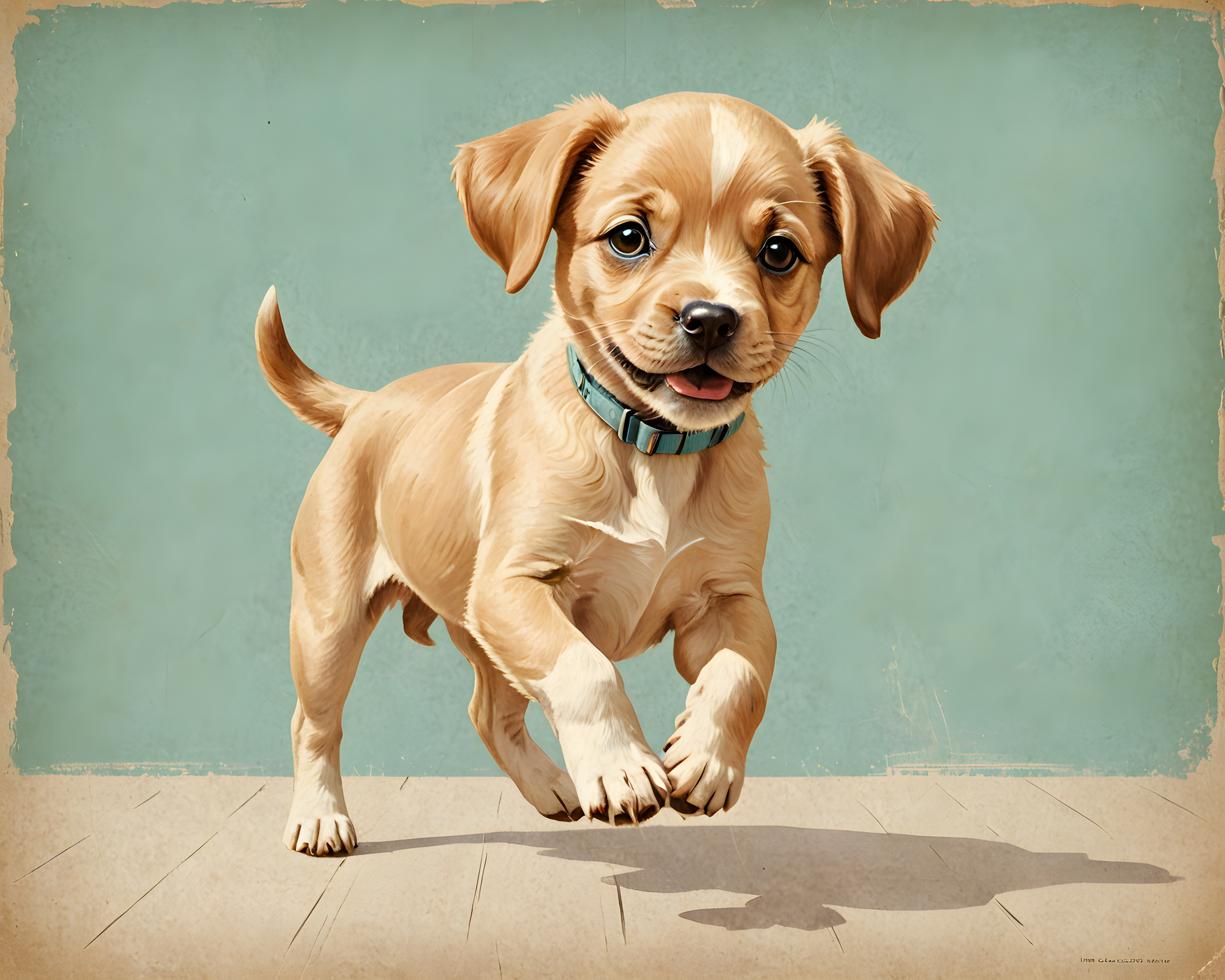 Pastel Puppy — Vintage Poster (Playful)