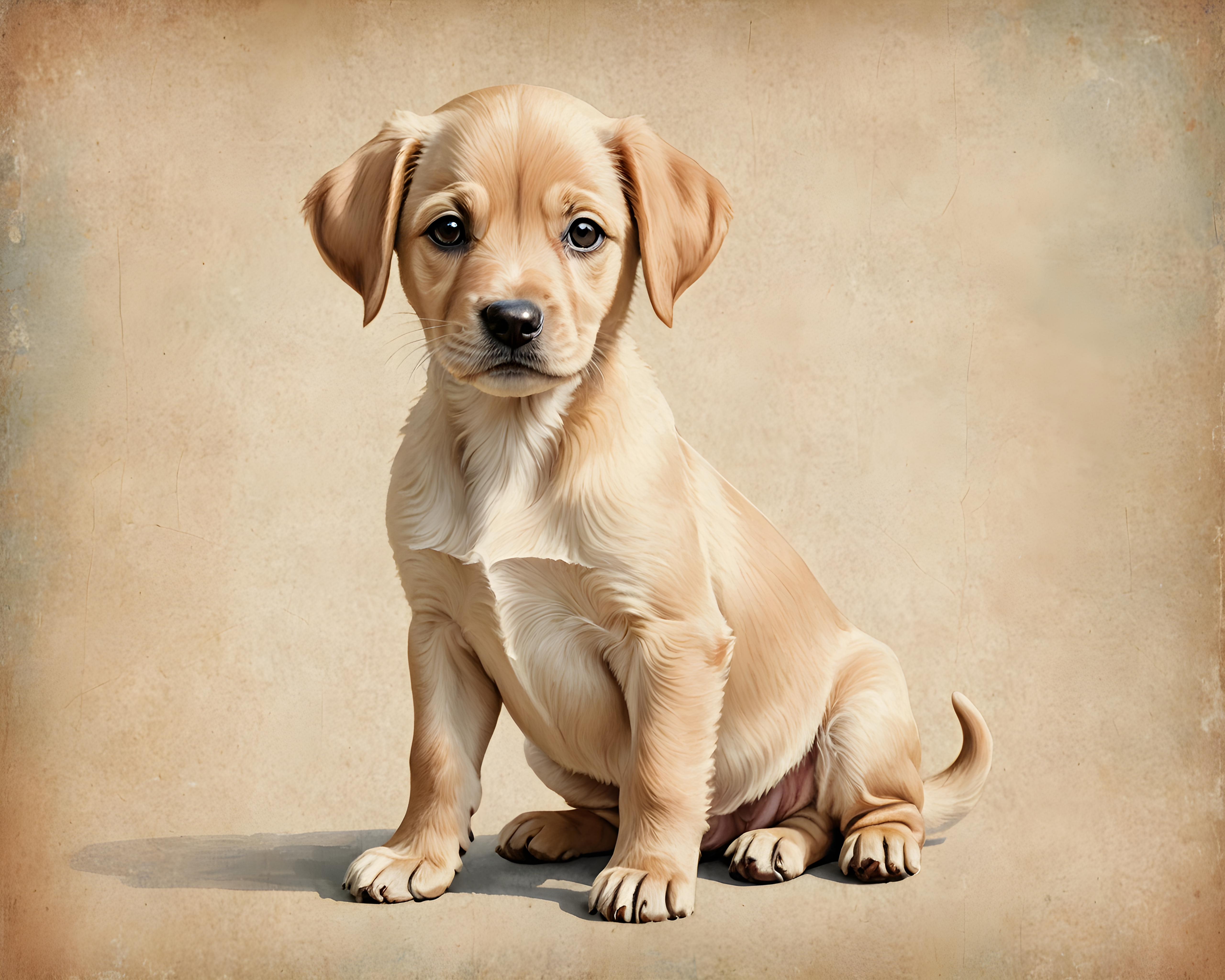 Pastel Puppy — Vintage Poster (Romantic)