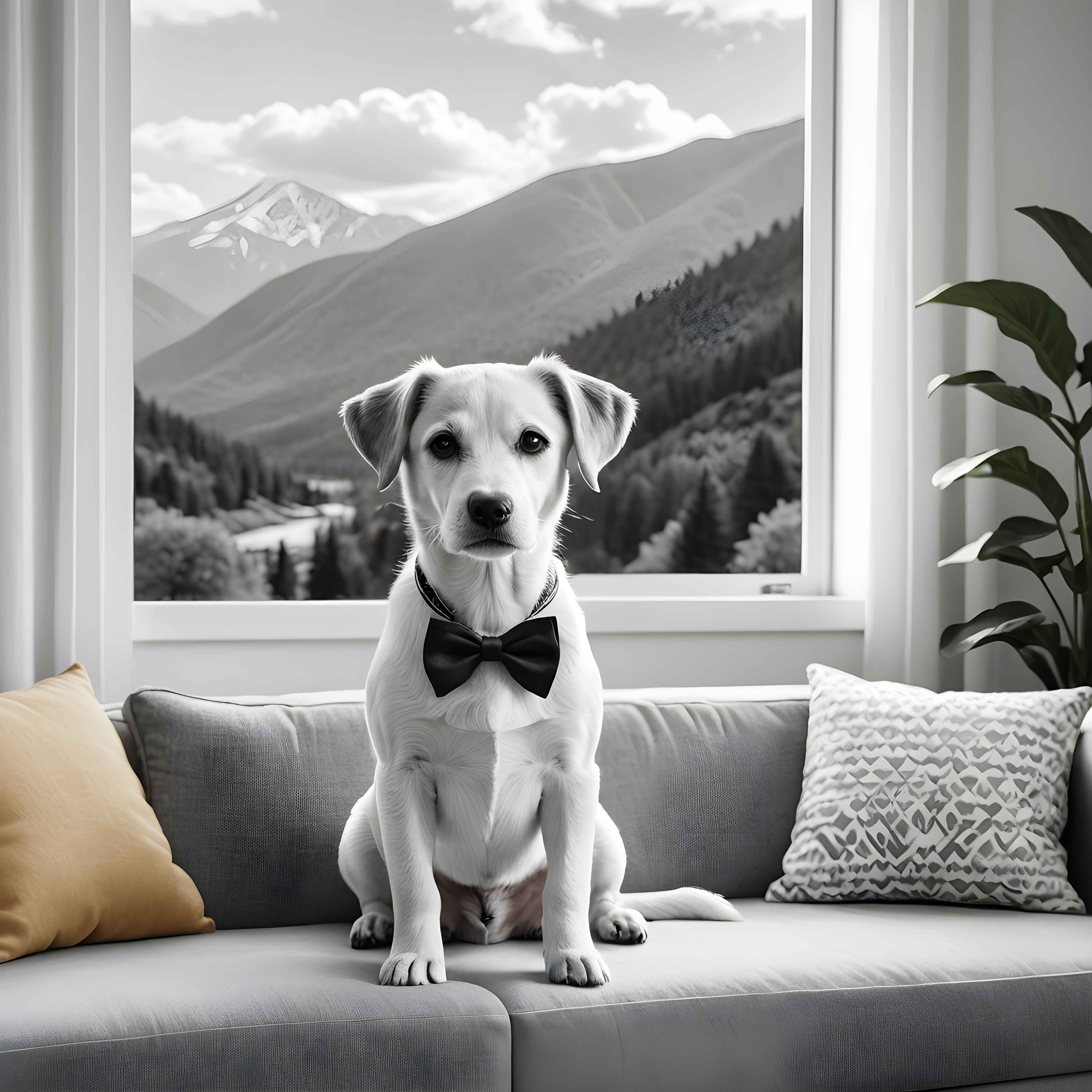 Pup With Bowtie — Black & White (Lifestyle)