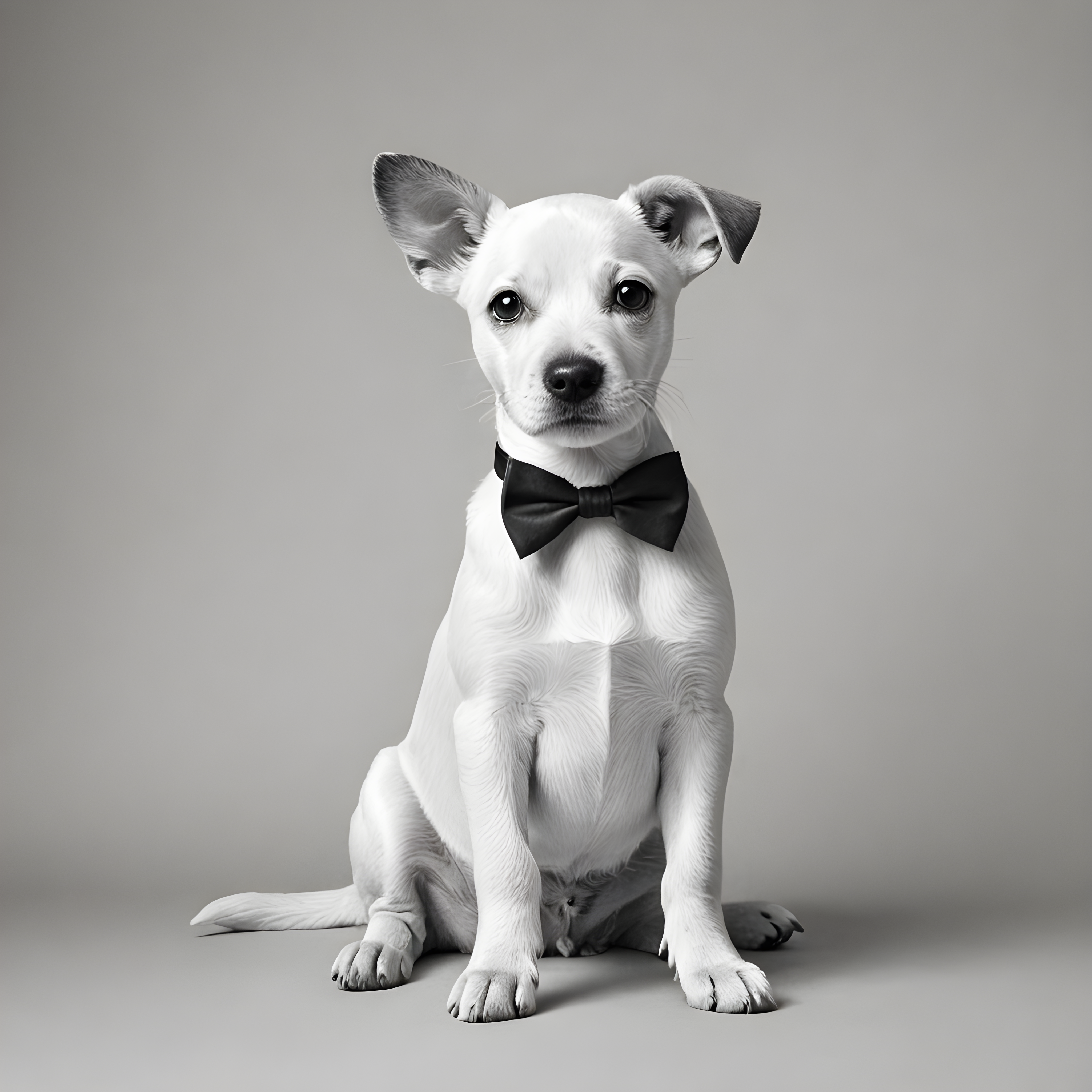 Pup With Bowtie — Black & White (Savage)