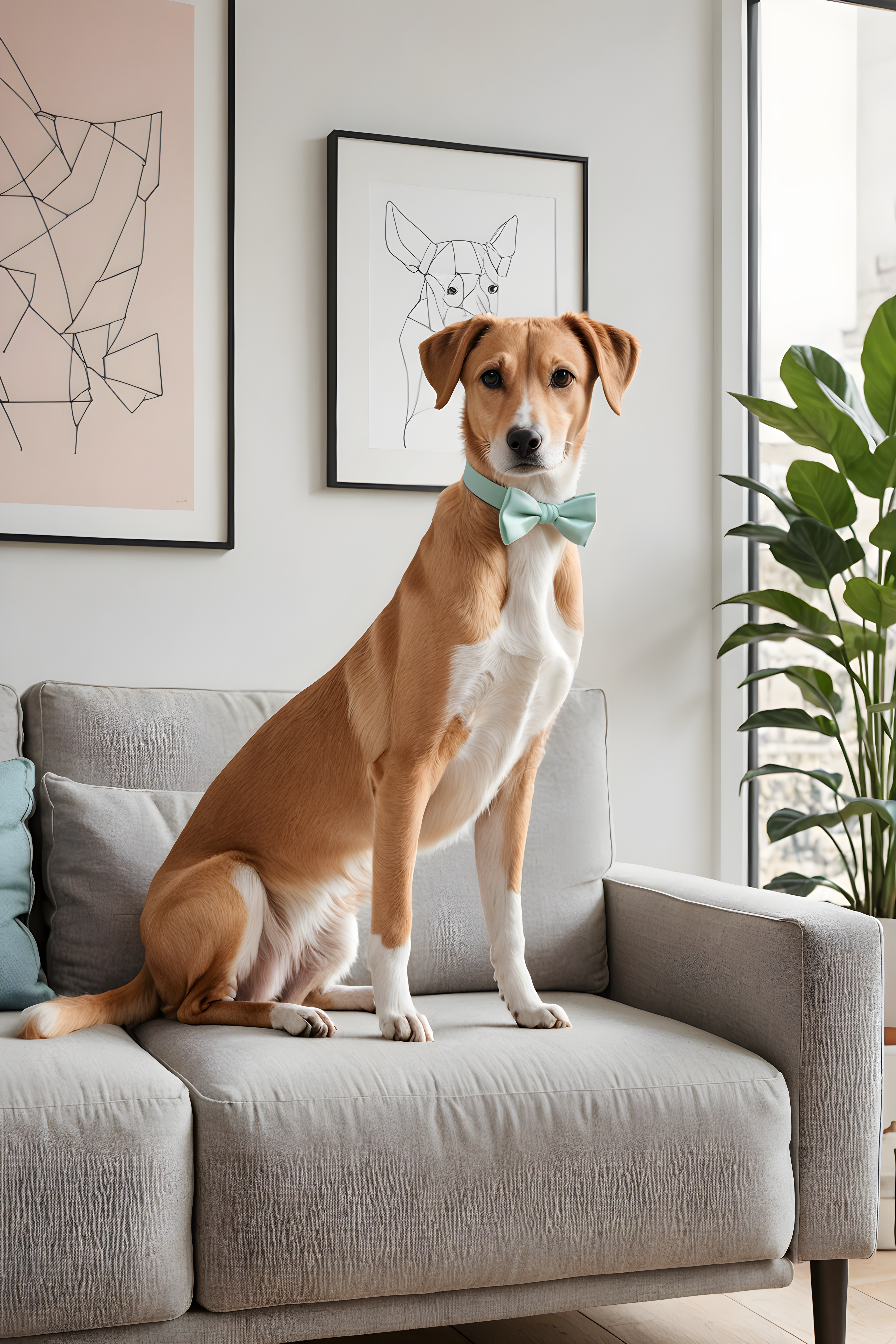 Pup With Bowtie — Minimalist Line Art (Lifestyle)