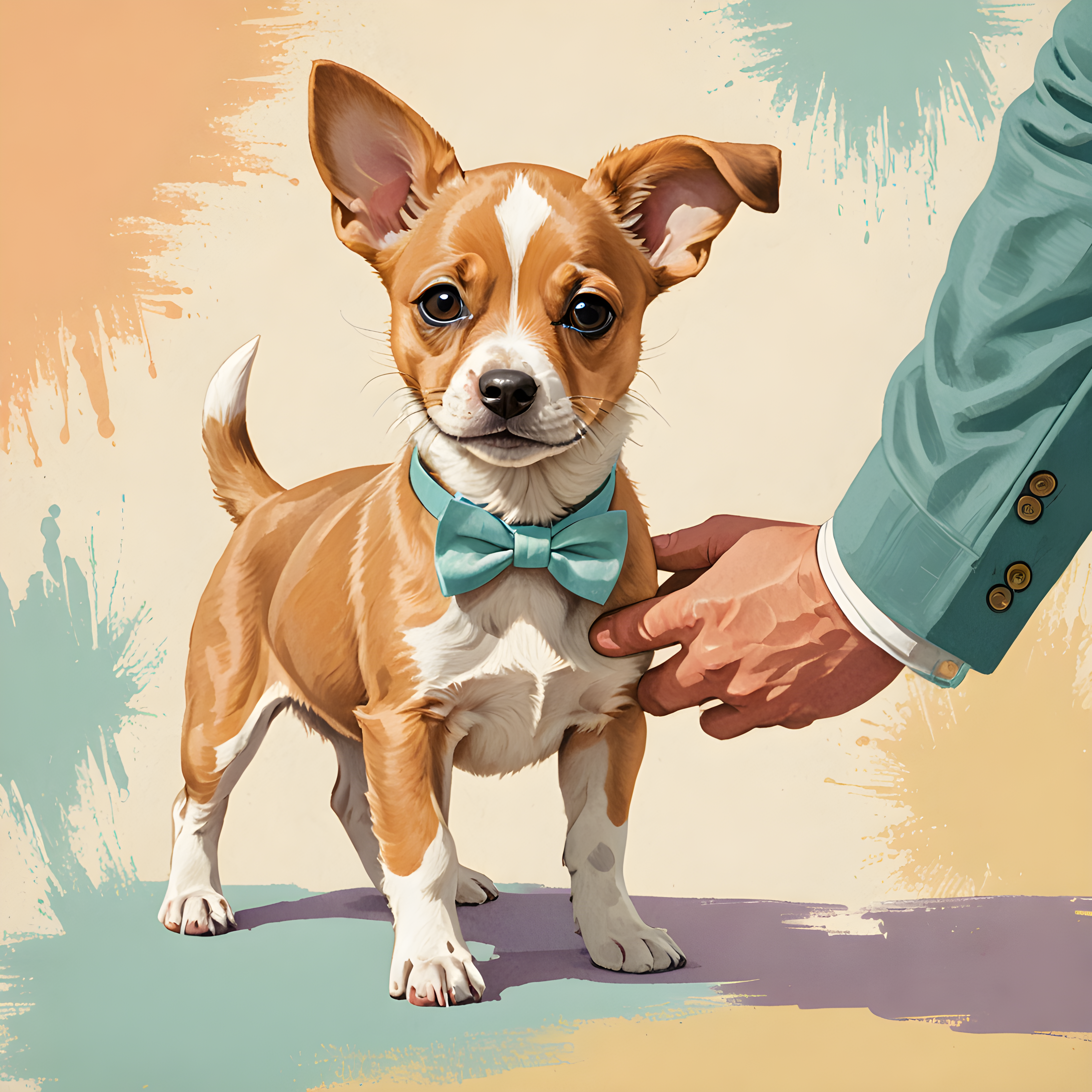 Pup With Bowtie — Retro (Energetic)