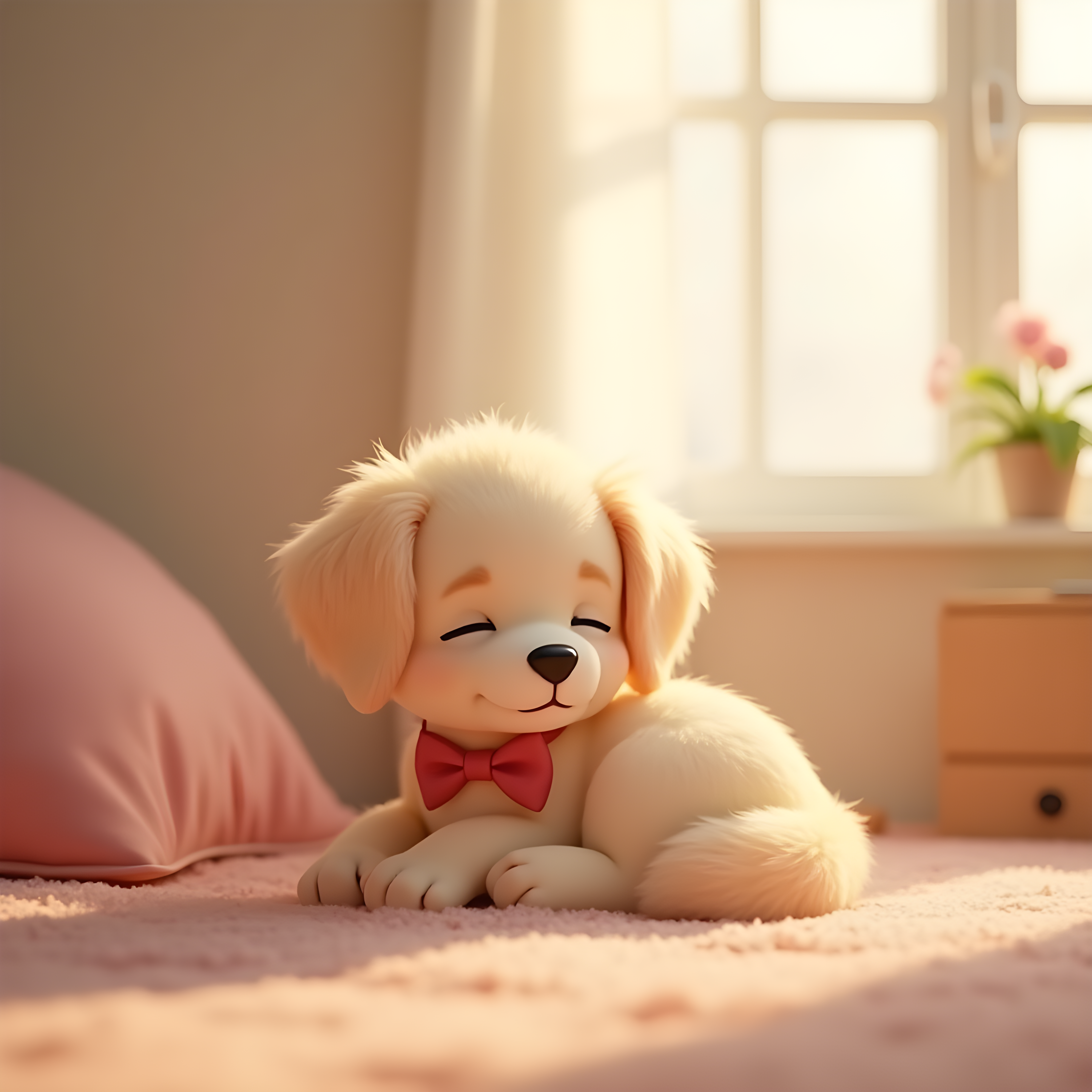Pup With Bowtie — 3D Render (Sleepy)