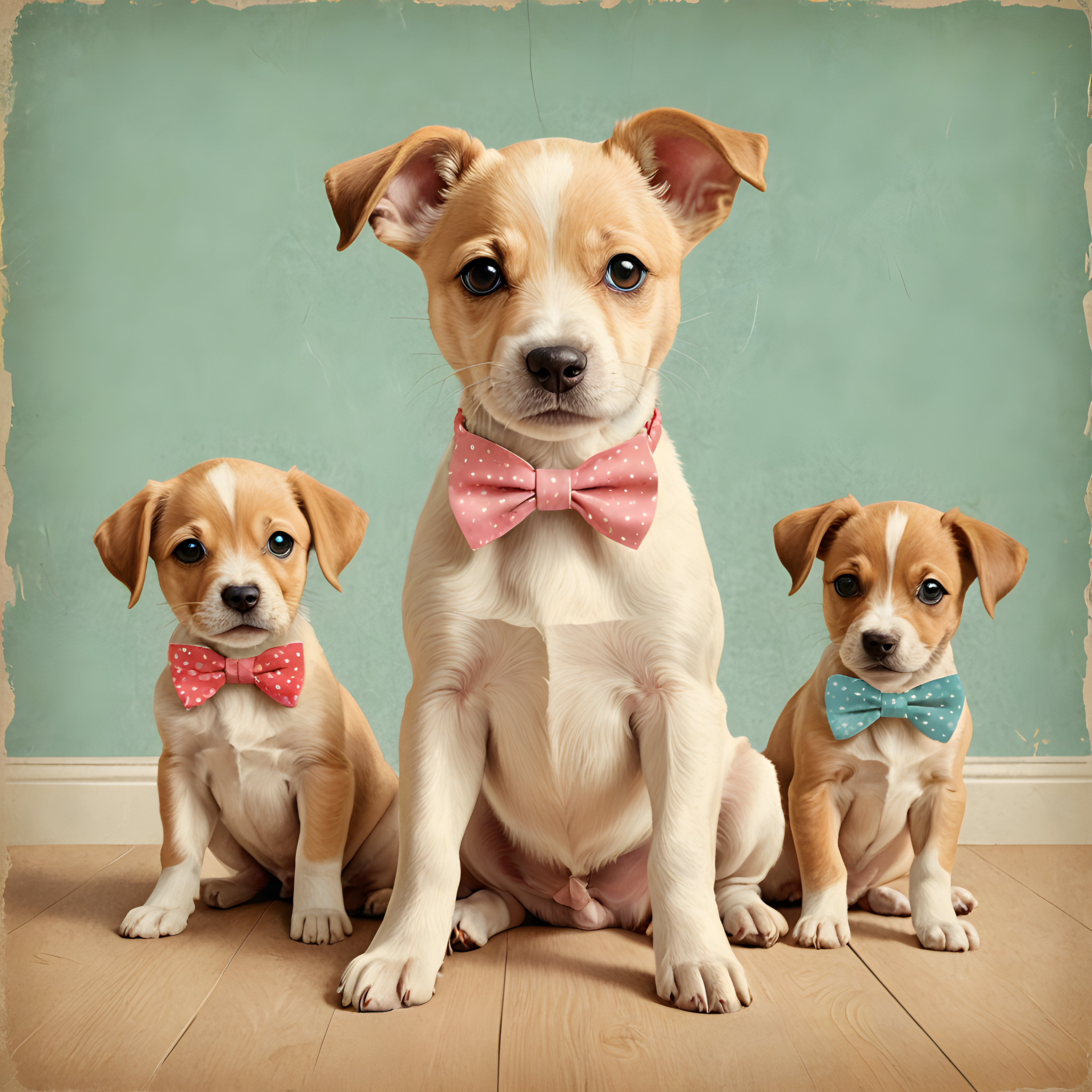 Pup With Bowtie — Vintage Poster (Energetic)