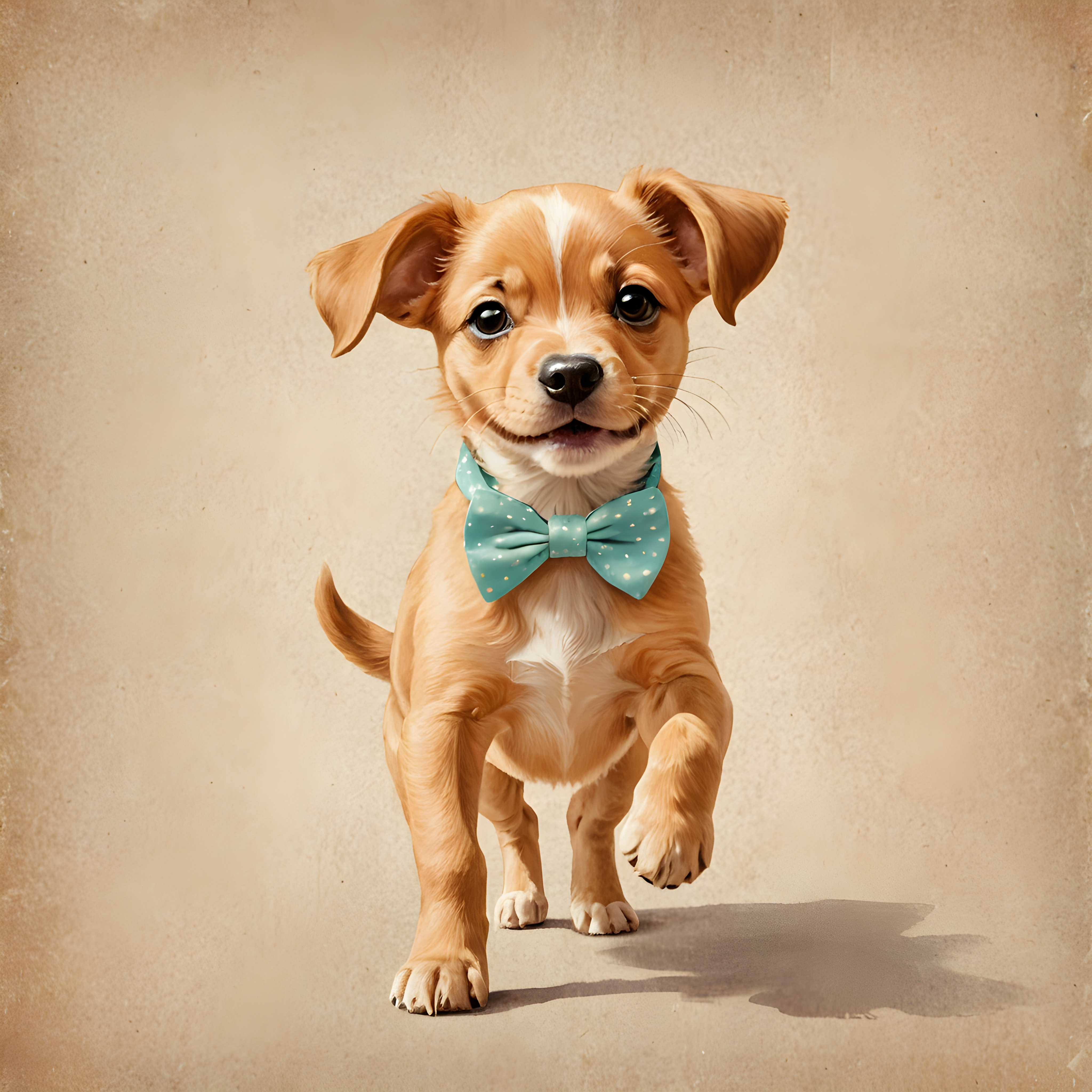 Pup With Bowtie — Vintage Poster (Happy)