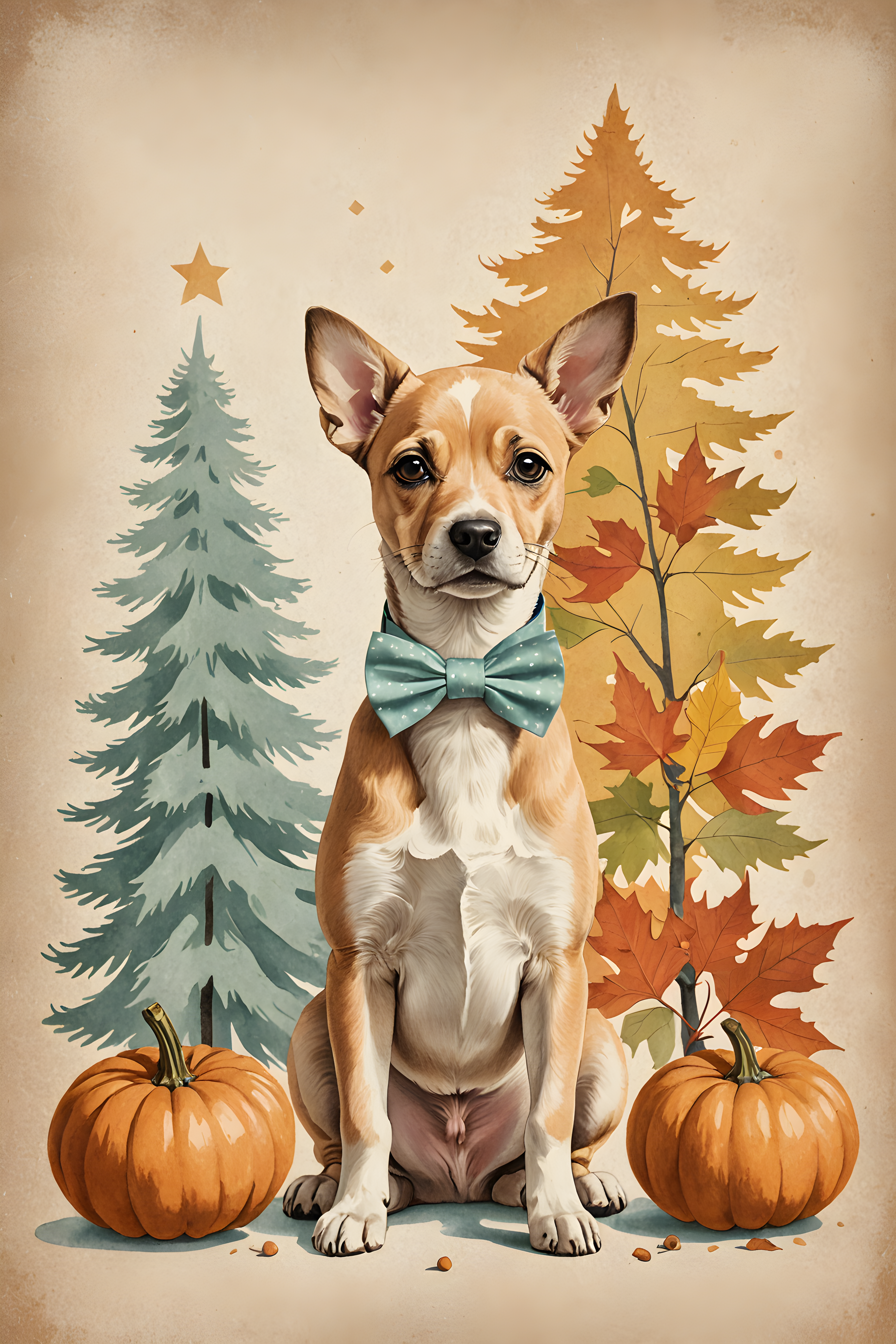 Pup With Bowtie — Vintage Poster (Seasonal)