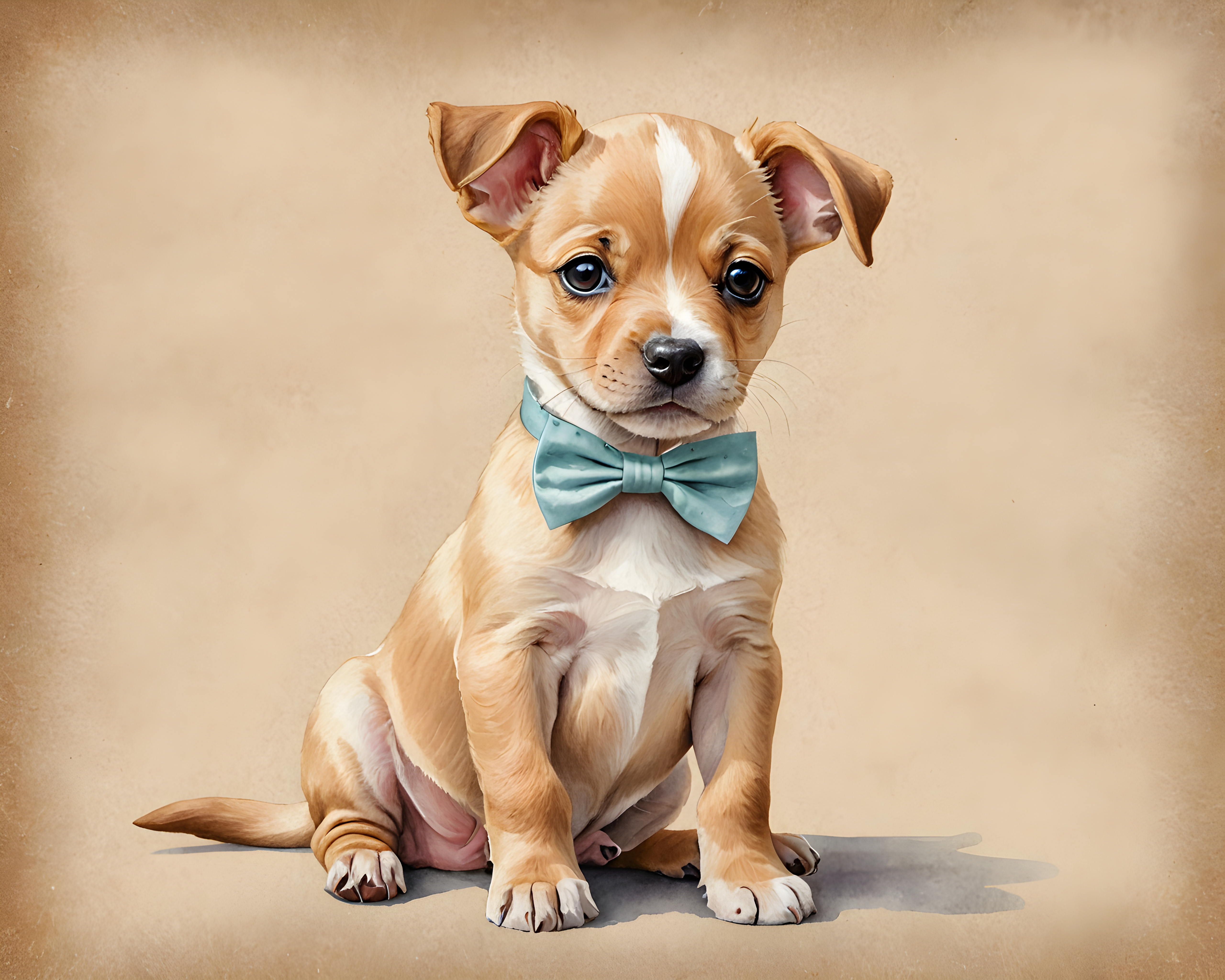 Pup With Bowtie — Watercolor (Savage)