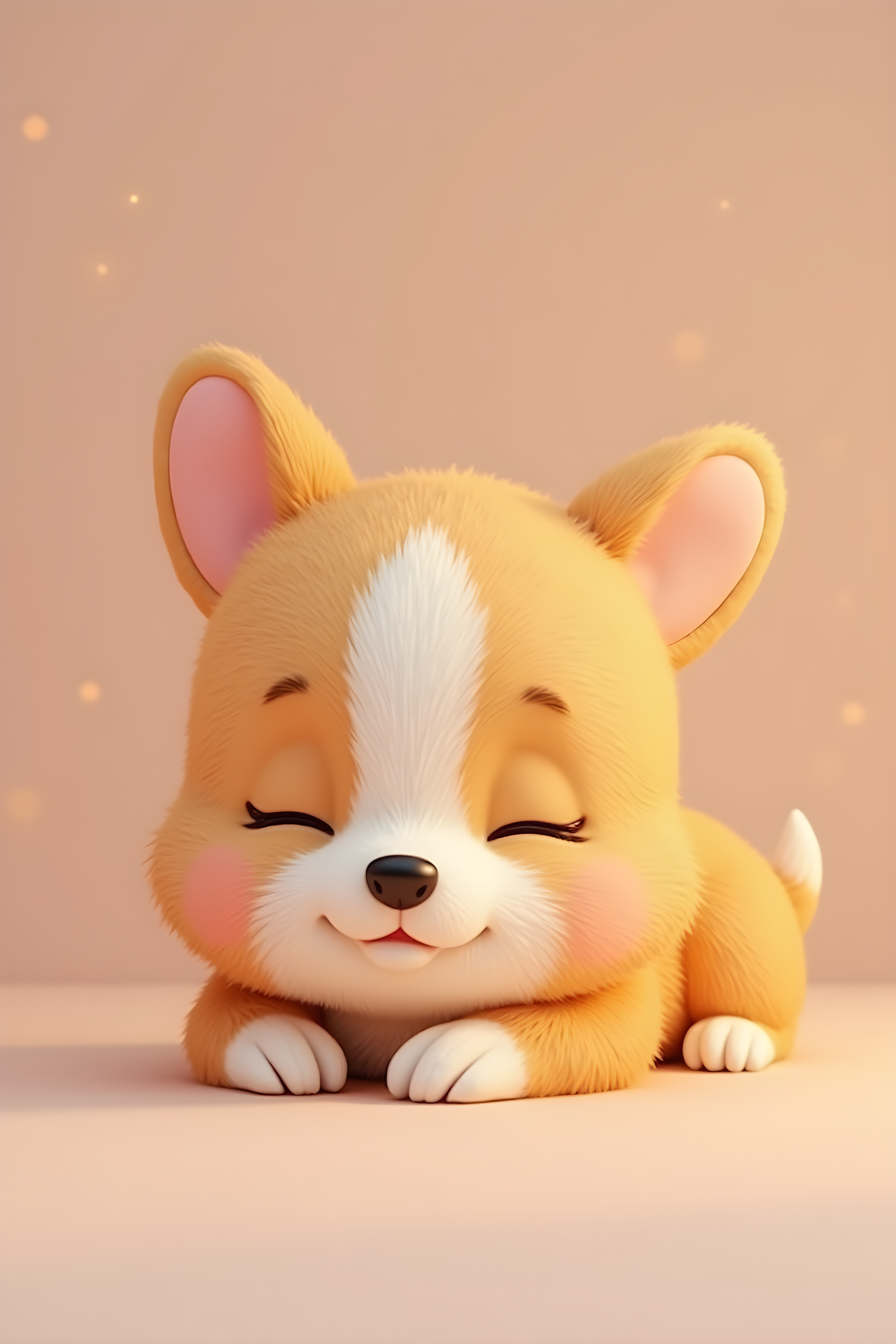 Tiny Corgi Pup — 3D Render (Sleepy)