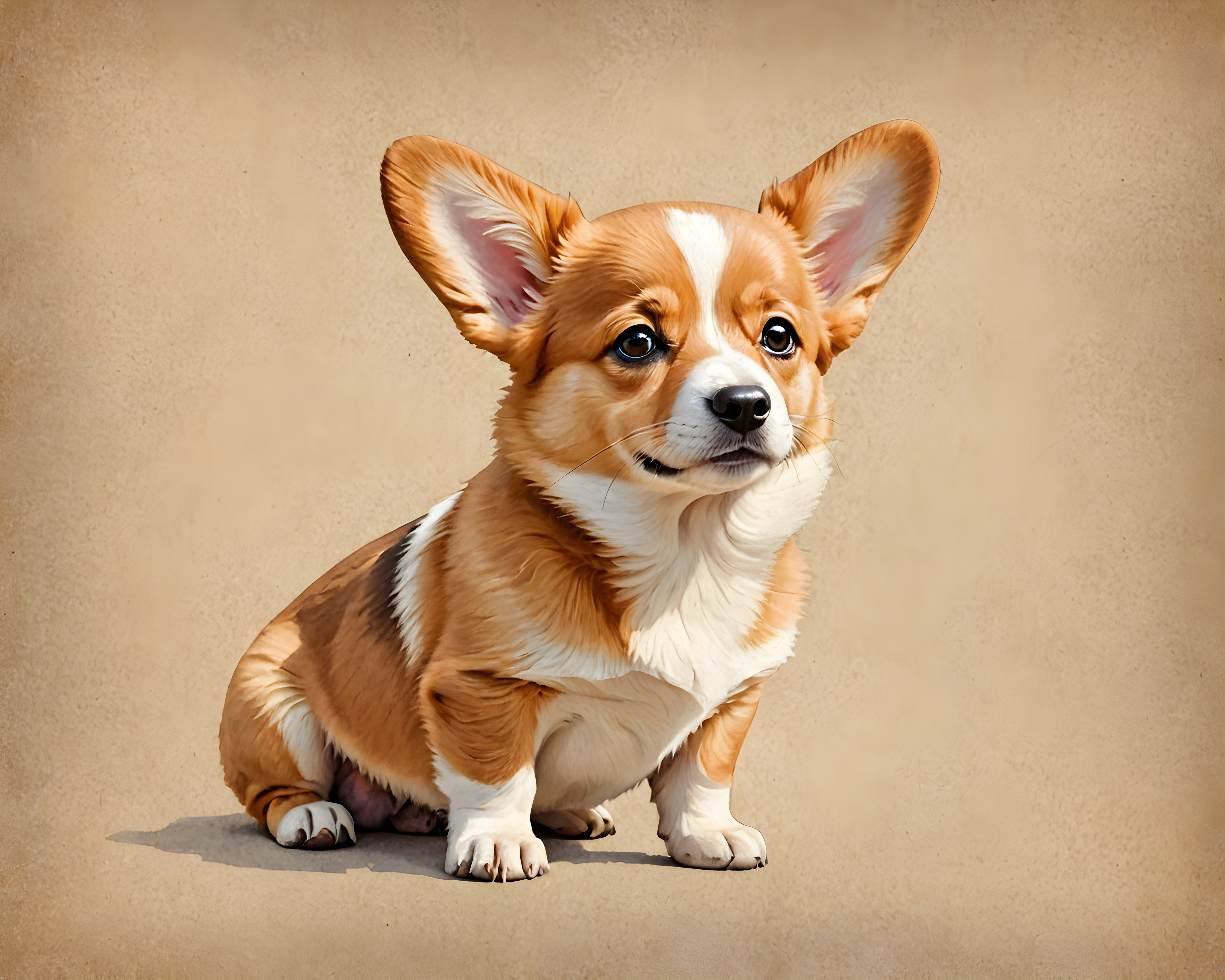 Tiny Corgi Pup — Vintage Poster (Emotional)