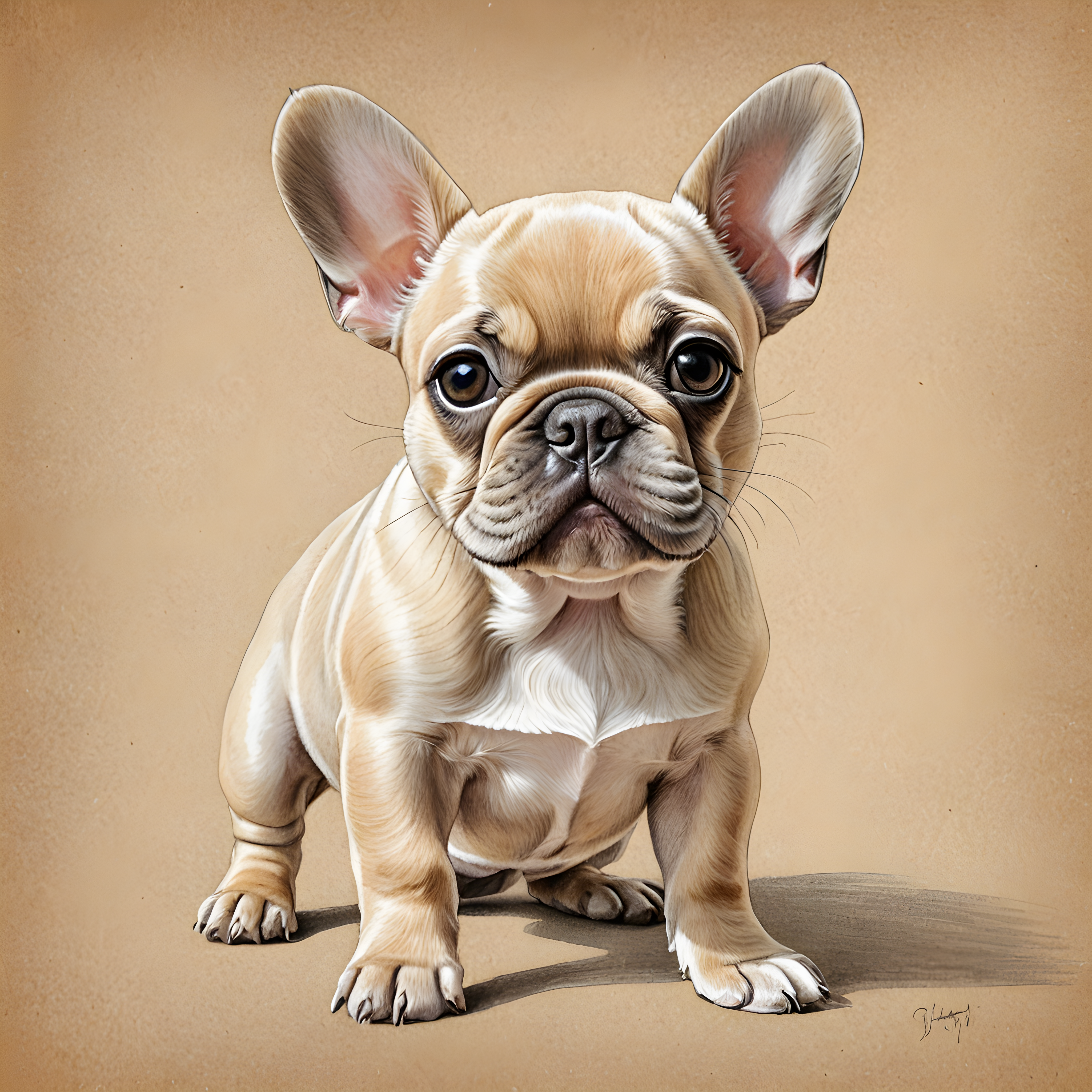 Tiny French Bulldog — Pencil Sketch (Playful)