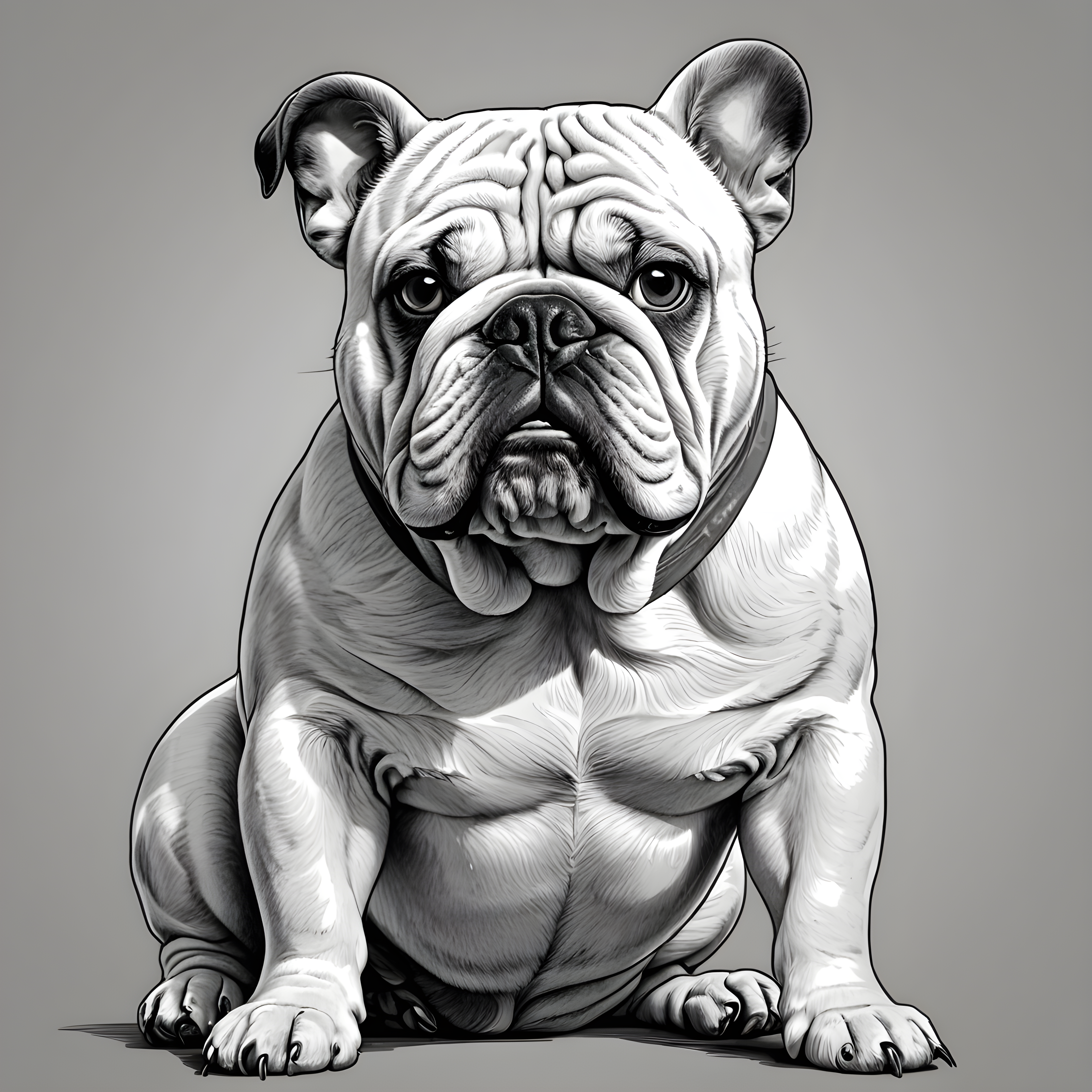 Cheems Bulldog — Line Art (Funny)