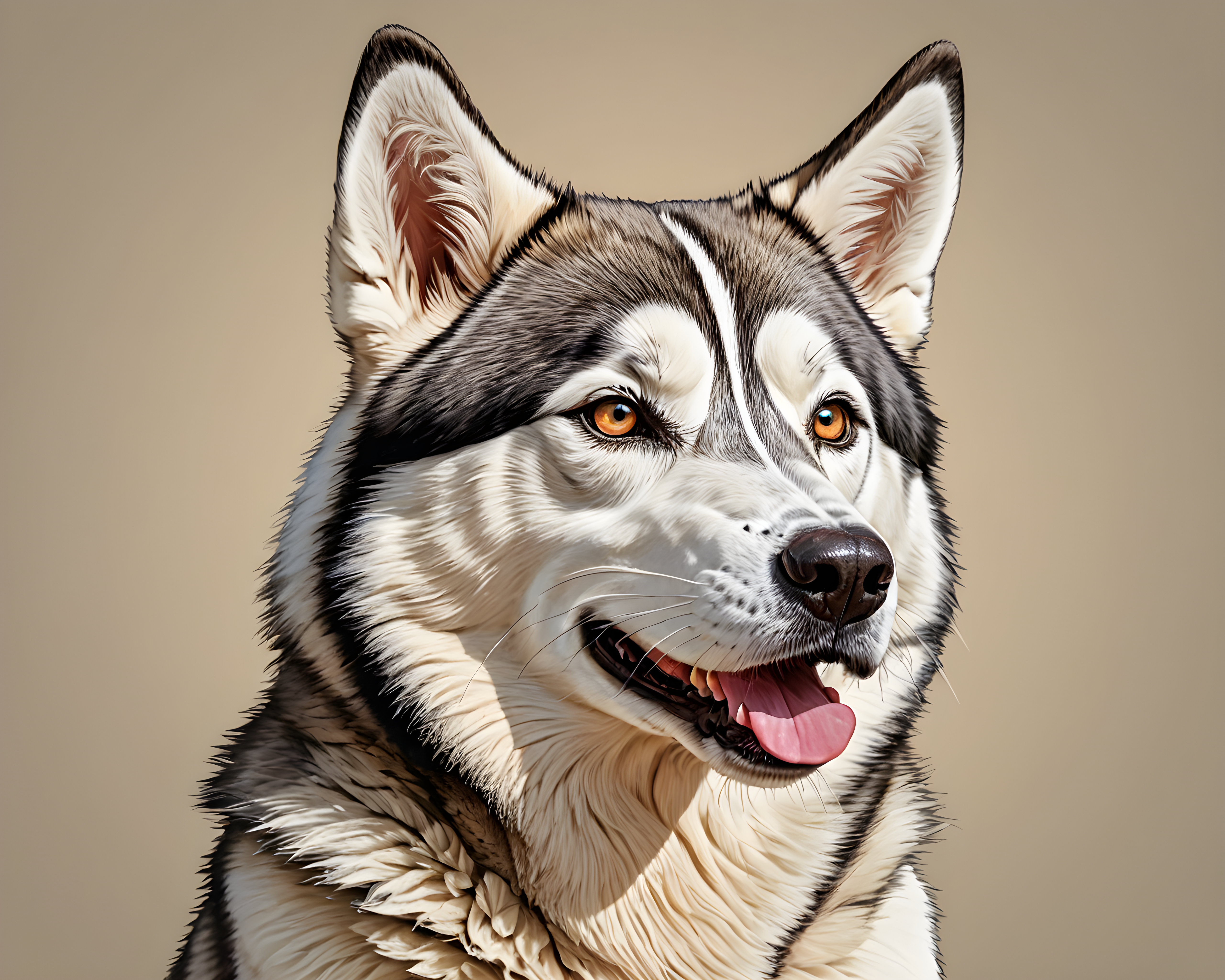 Derpy Husky — Line Art (Energetic)