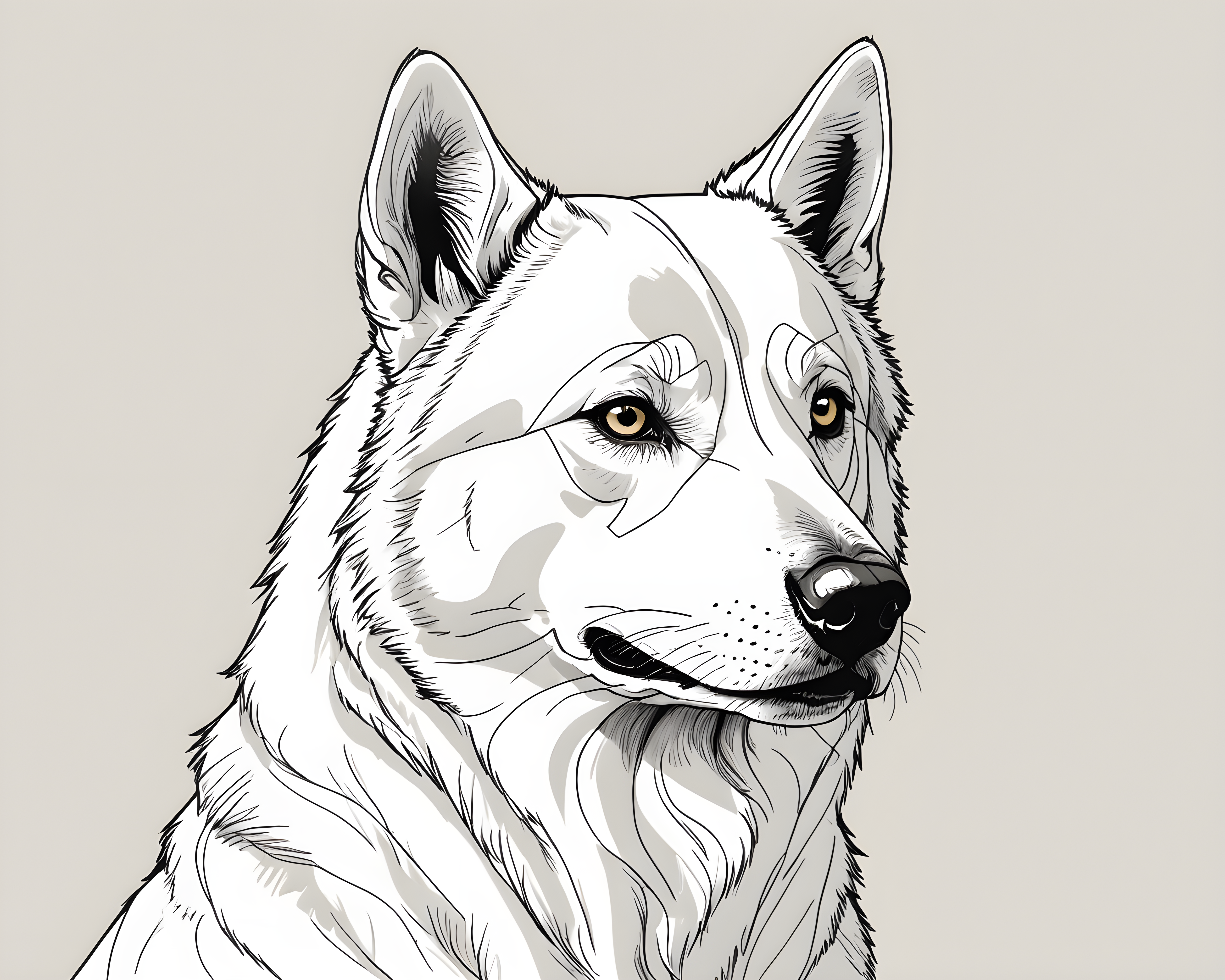 Derpy Husky — Minimalist Line Art (Aesthetic)