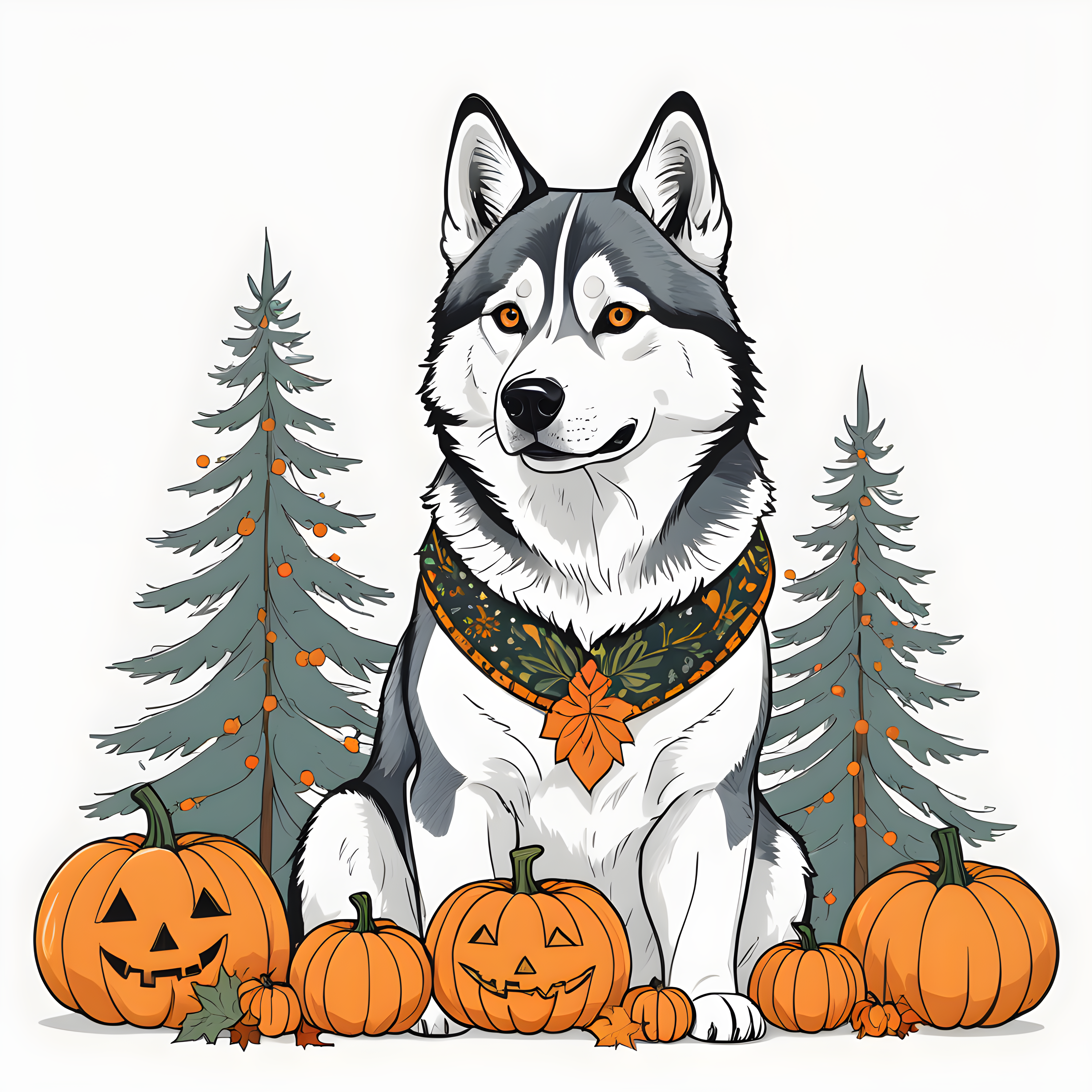 Derpy Husky — Minimalist Line Art (Seasonal)