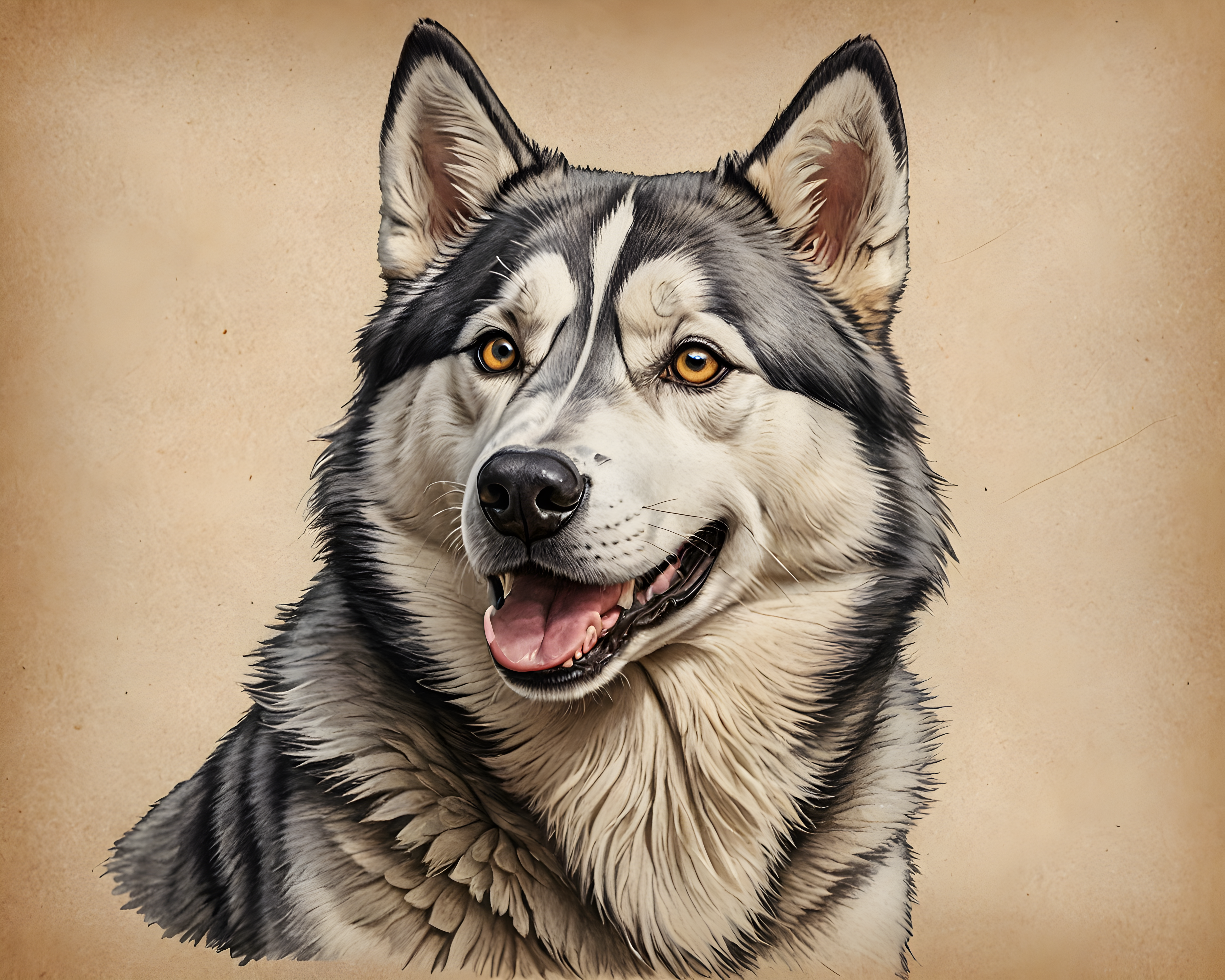 Derpy Husky — Pencil Sketch (Happy)