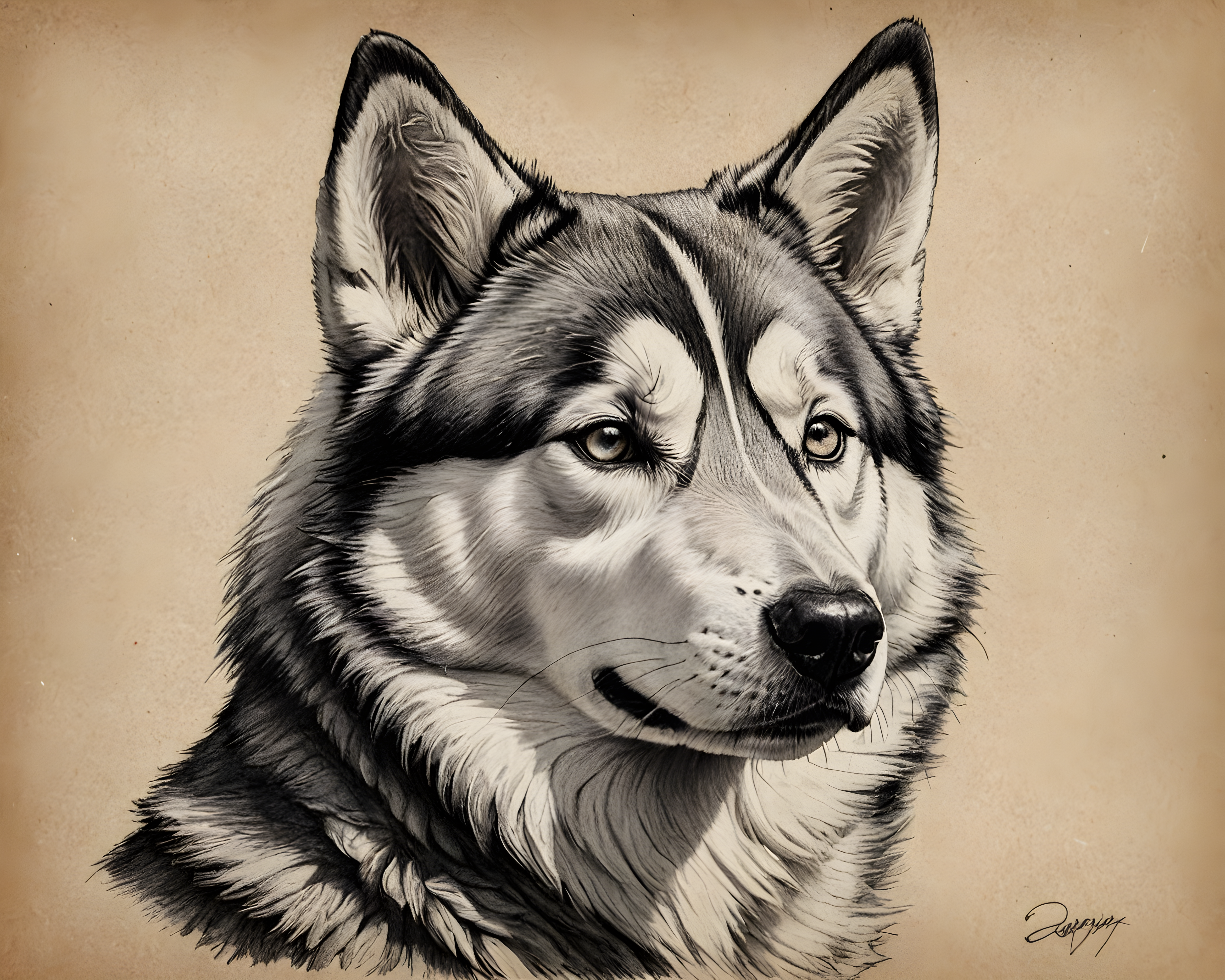 Derpy Husky — Pencil Sketch (Sleepy)