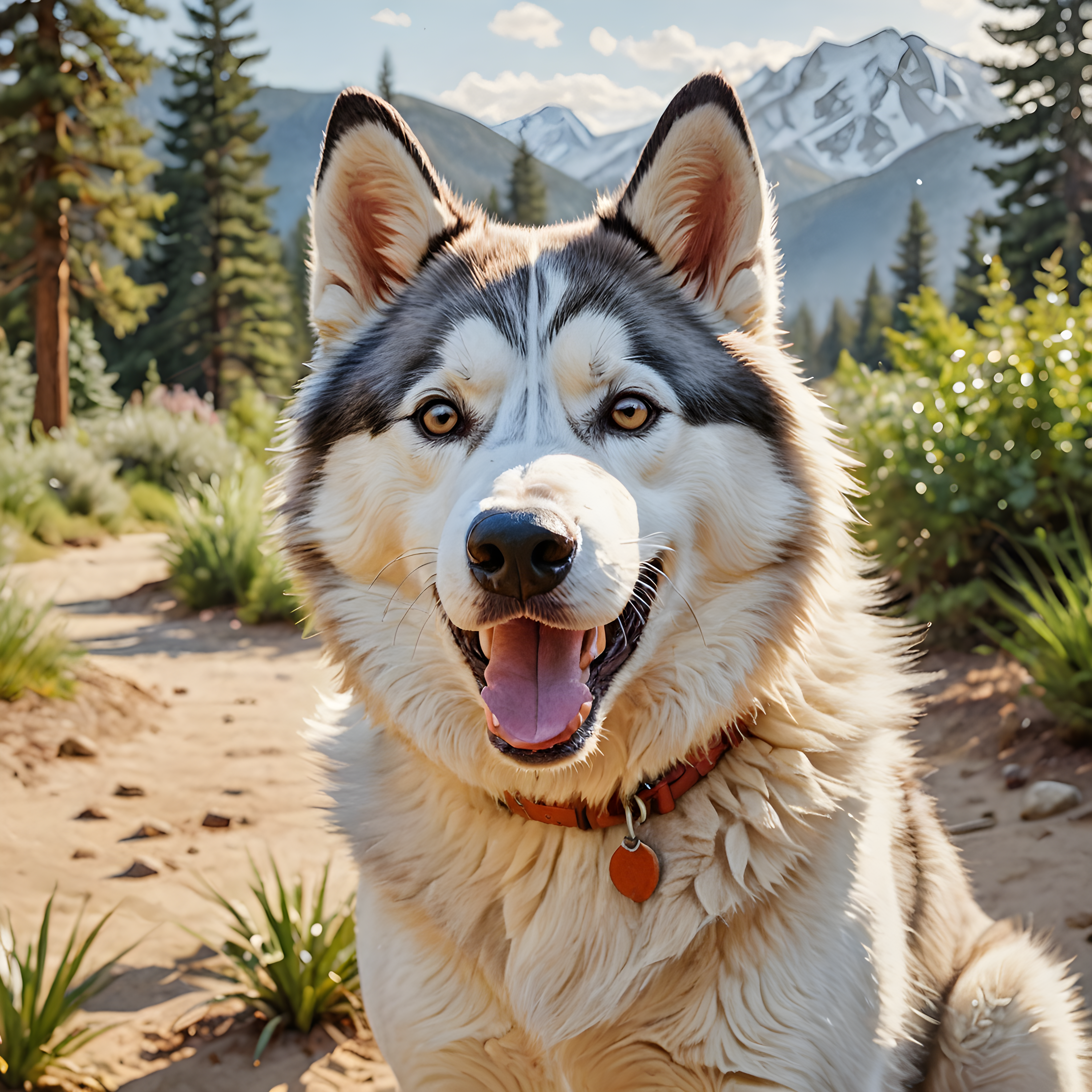Derpy Husky — Watercolor (Happy)