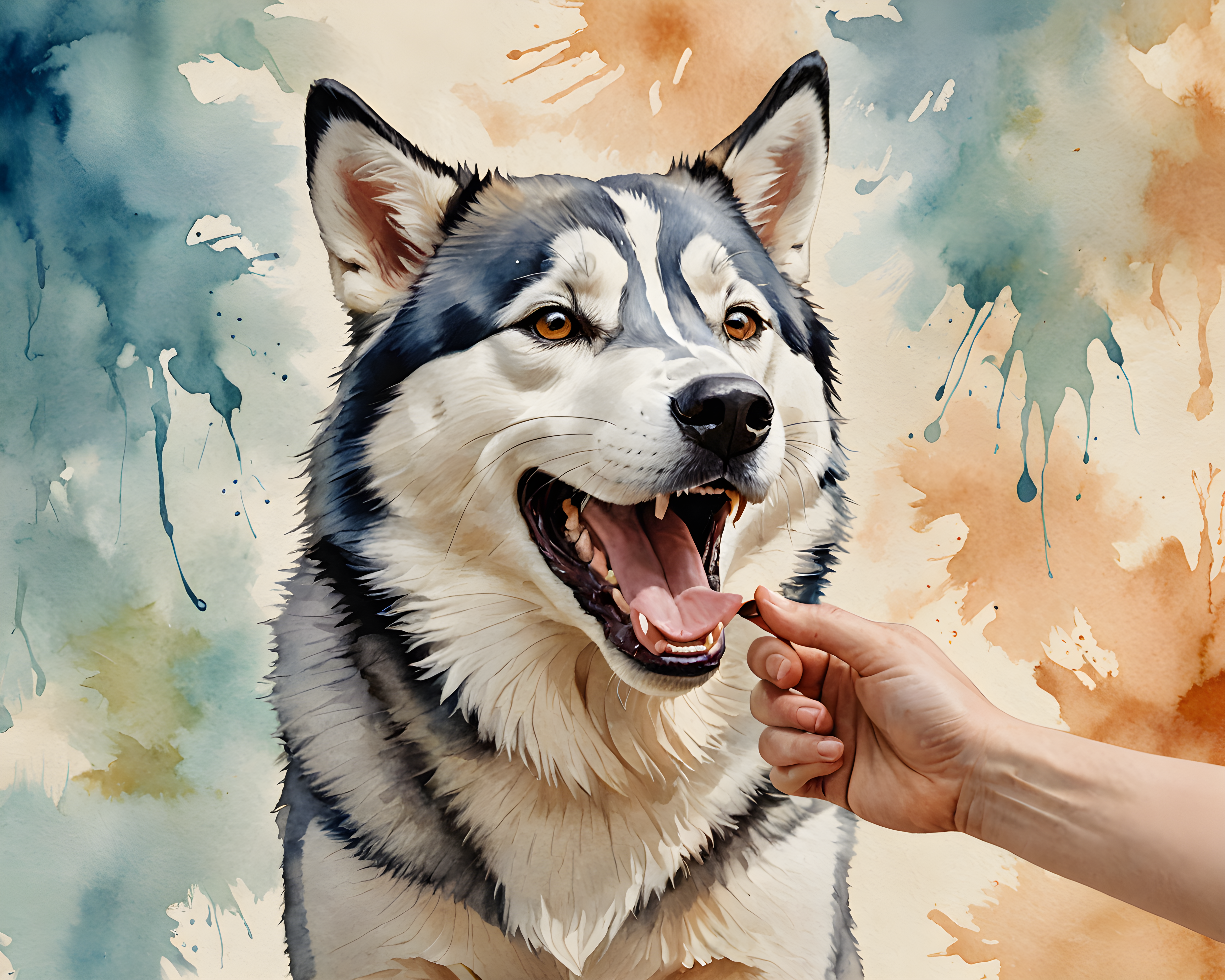 Derpy Husky — Watercolor (Happy)
