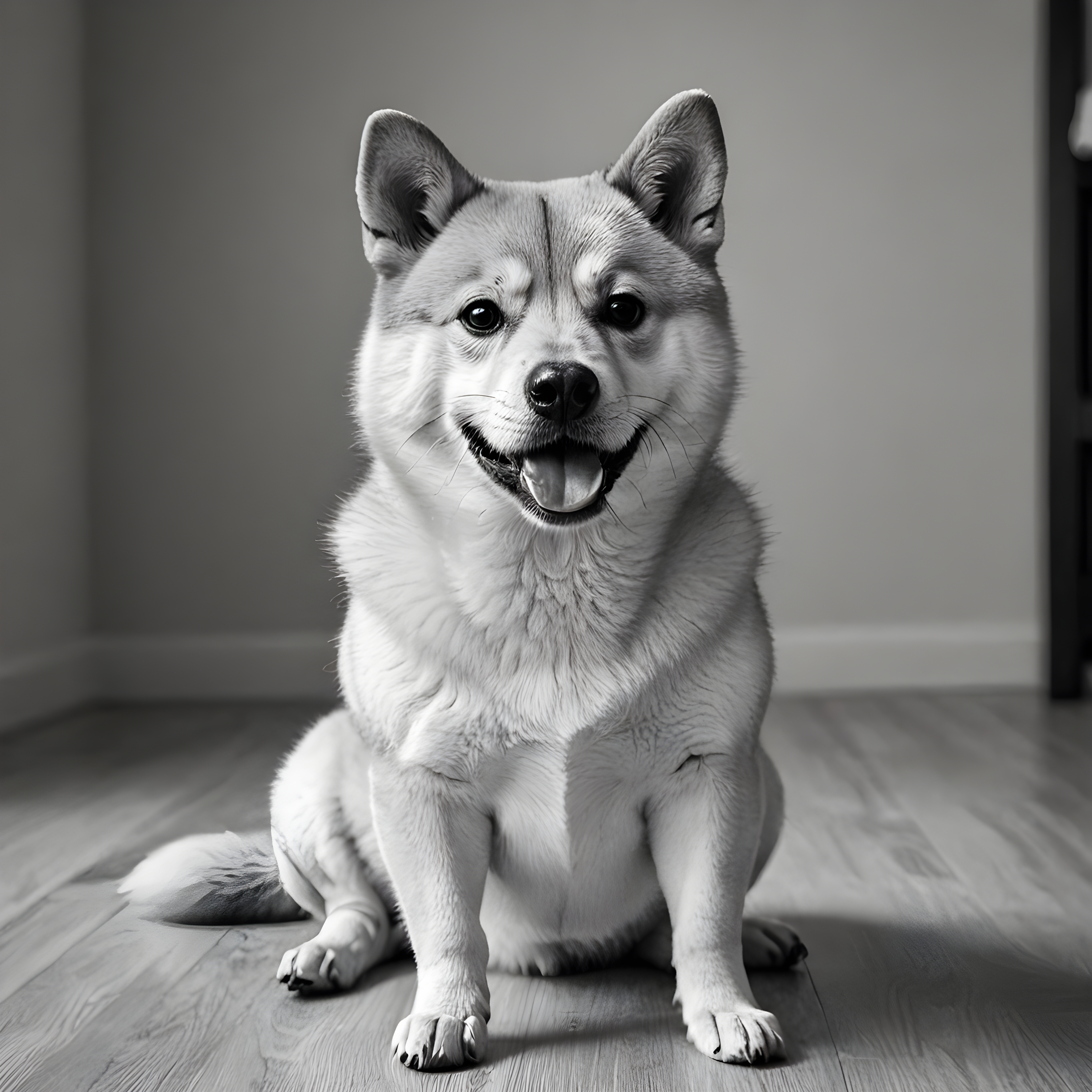 Doge Shiba — Black & White (Playful)