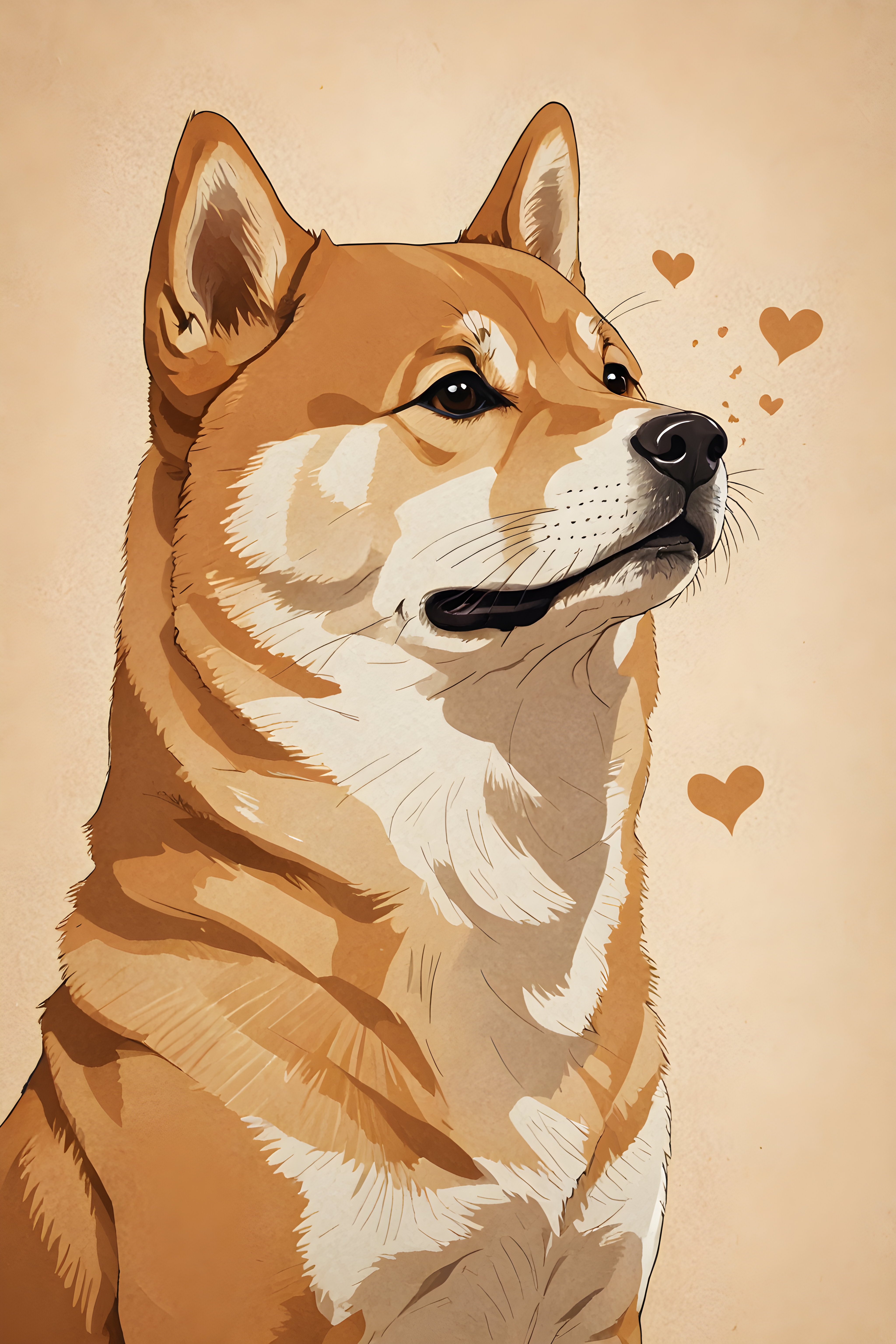 Doge Shiba — Line Art (Romantic)