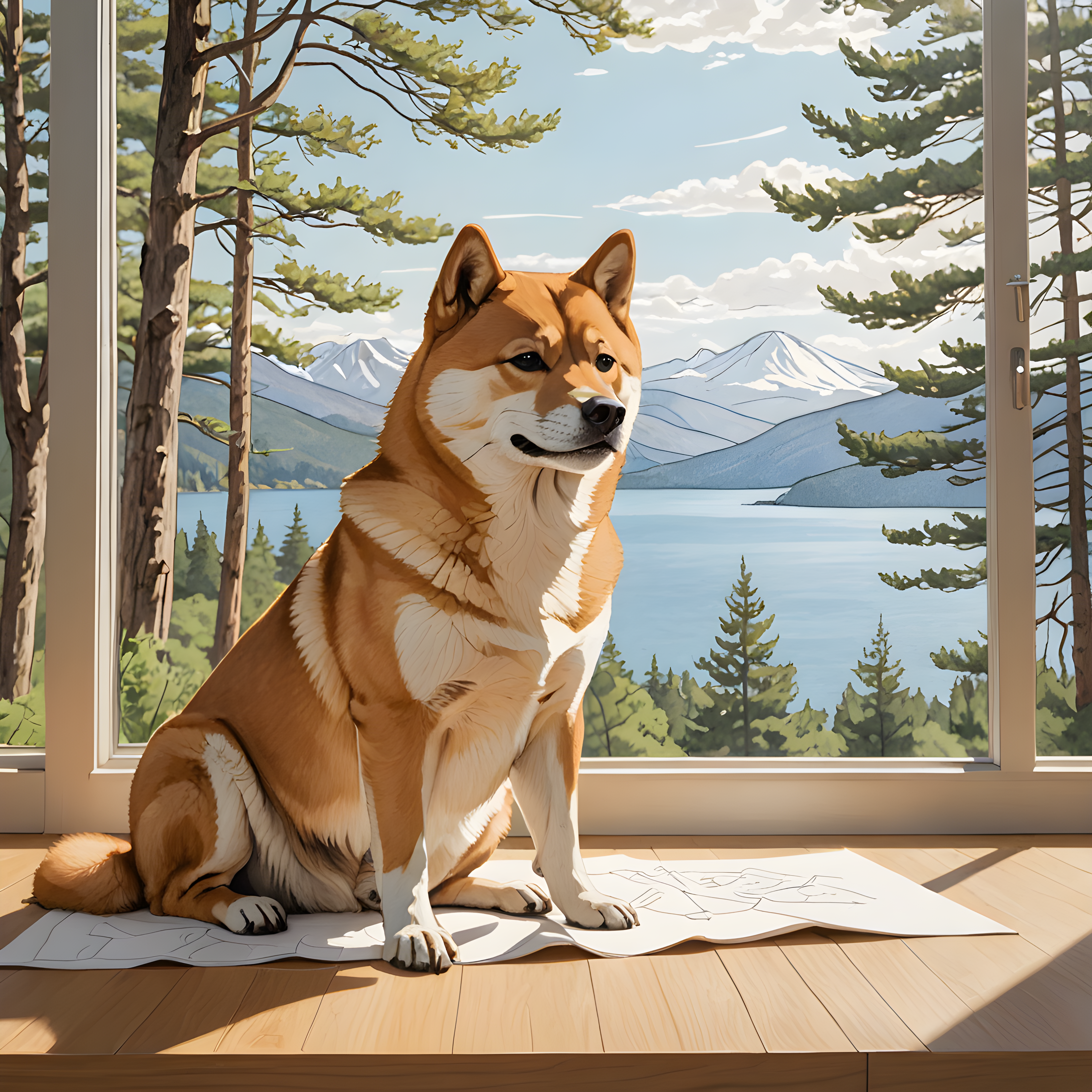 Doge Shiba — Minimalist Line Art (Motivational)